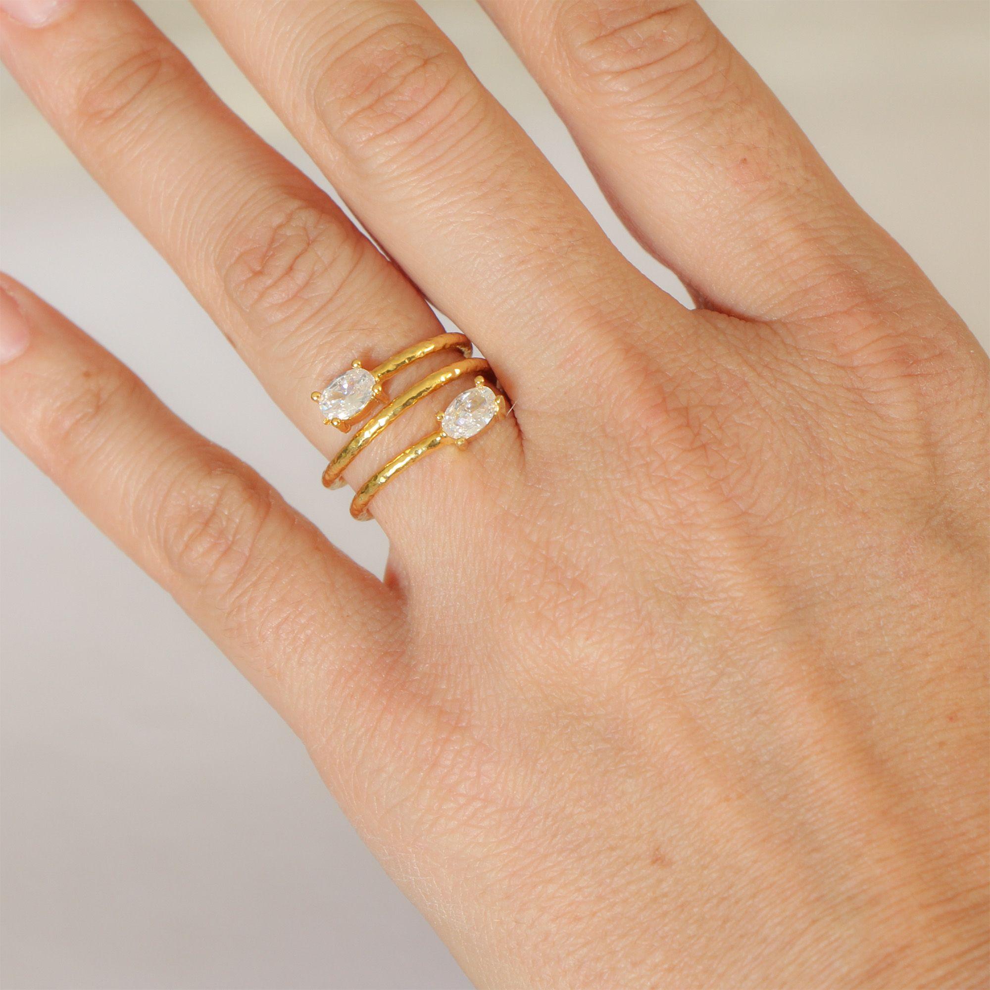 Anillo ajustable Fadia doble cristal-2