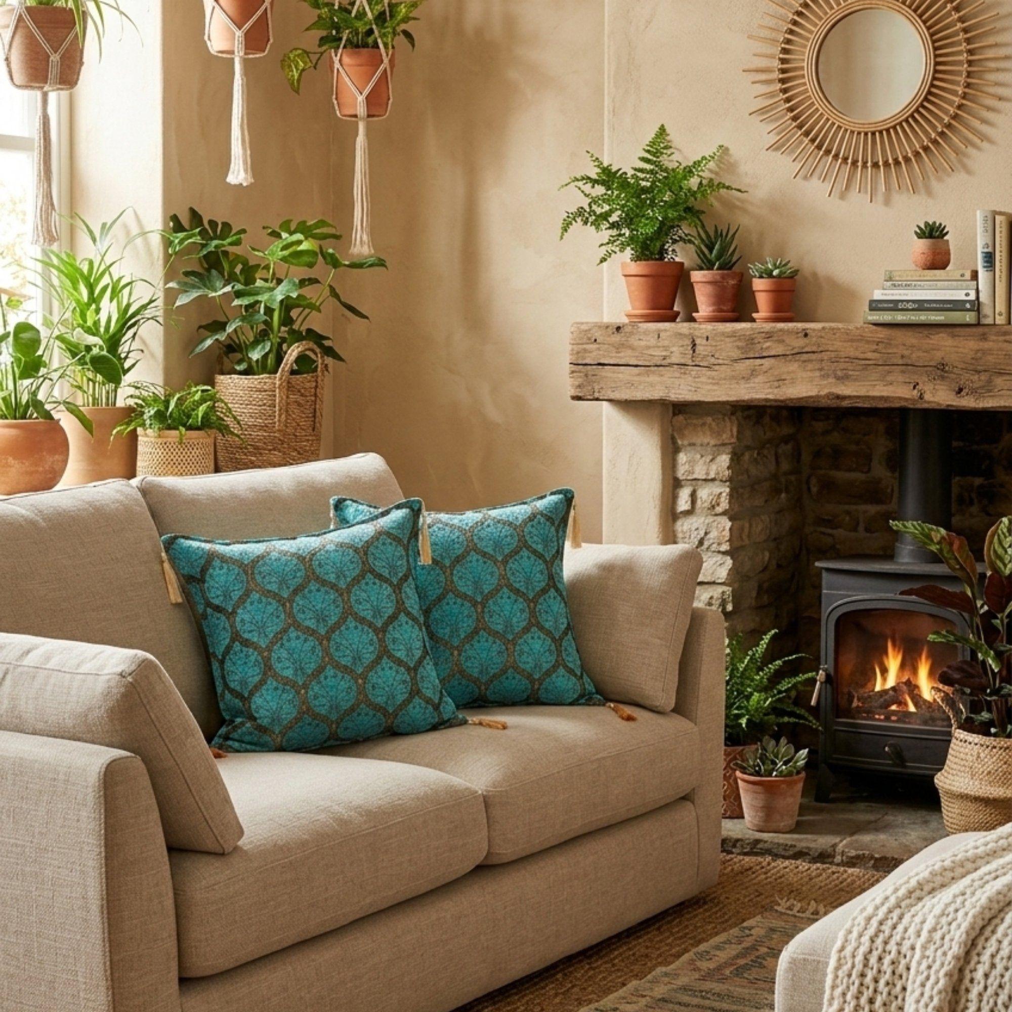 Cojín turco 44x44 Filigrana Turquesa - boho-1