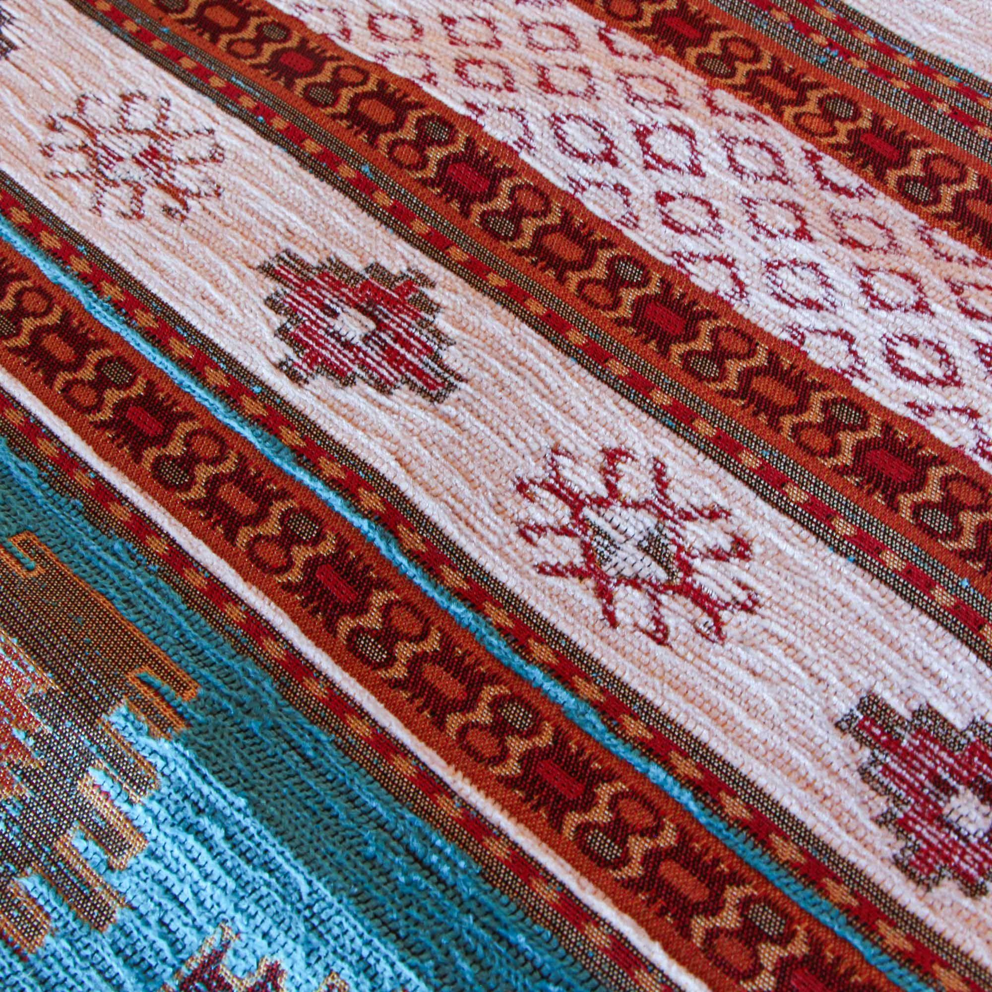 Camino de mesa 1,40 m kilim beige y celeste-2
