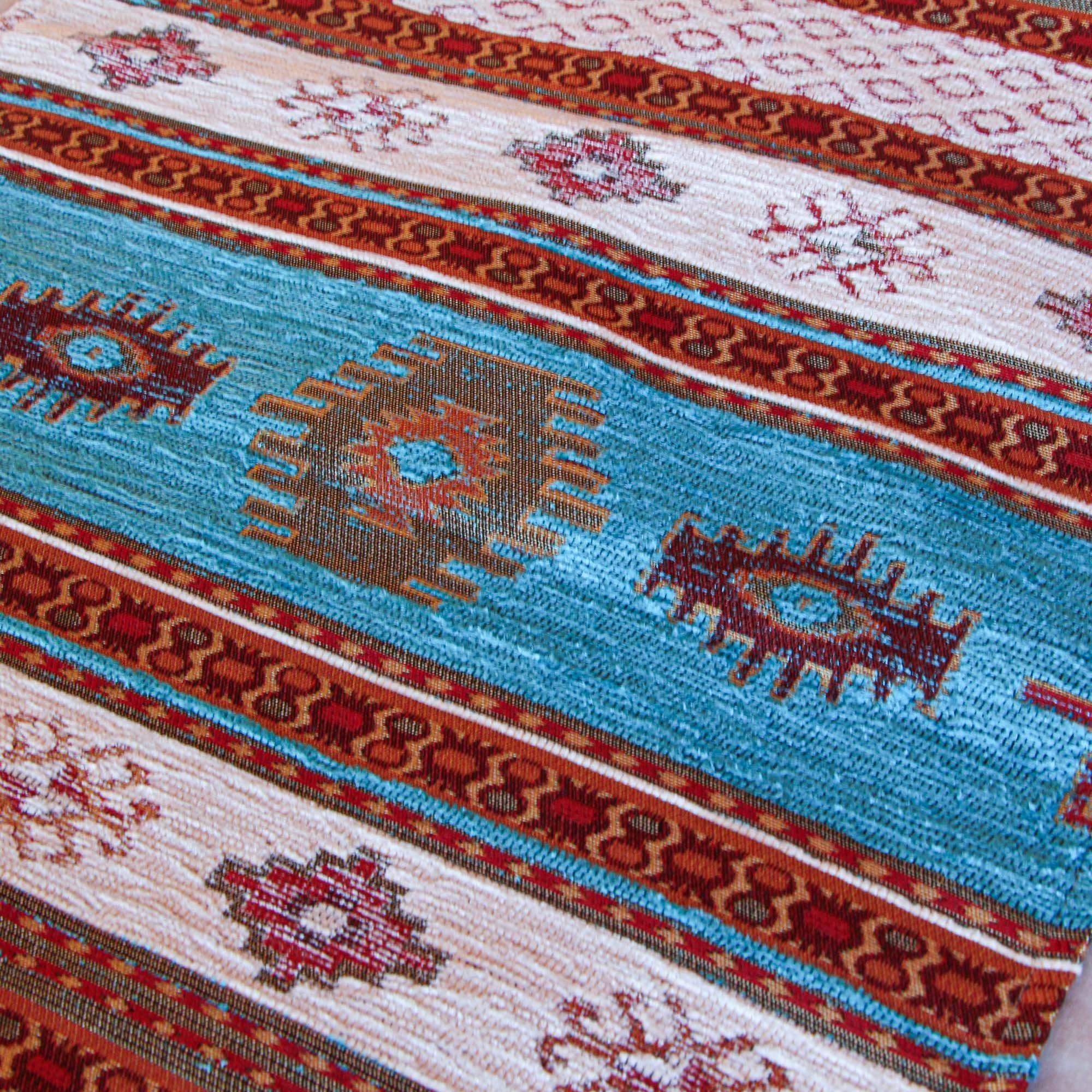 Camino de mesa 1,40 m kilim beige y celeste-3