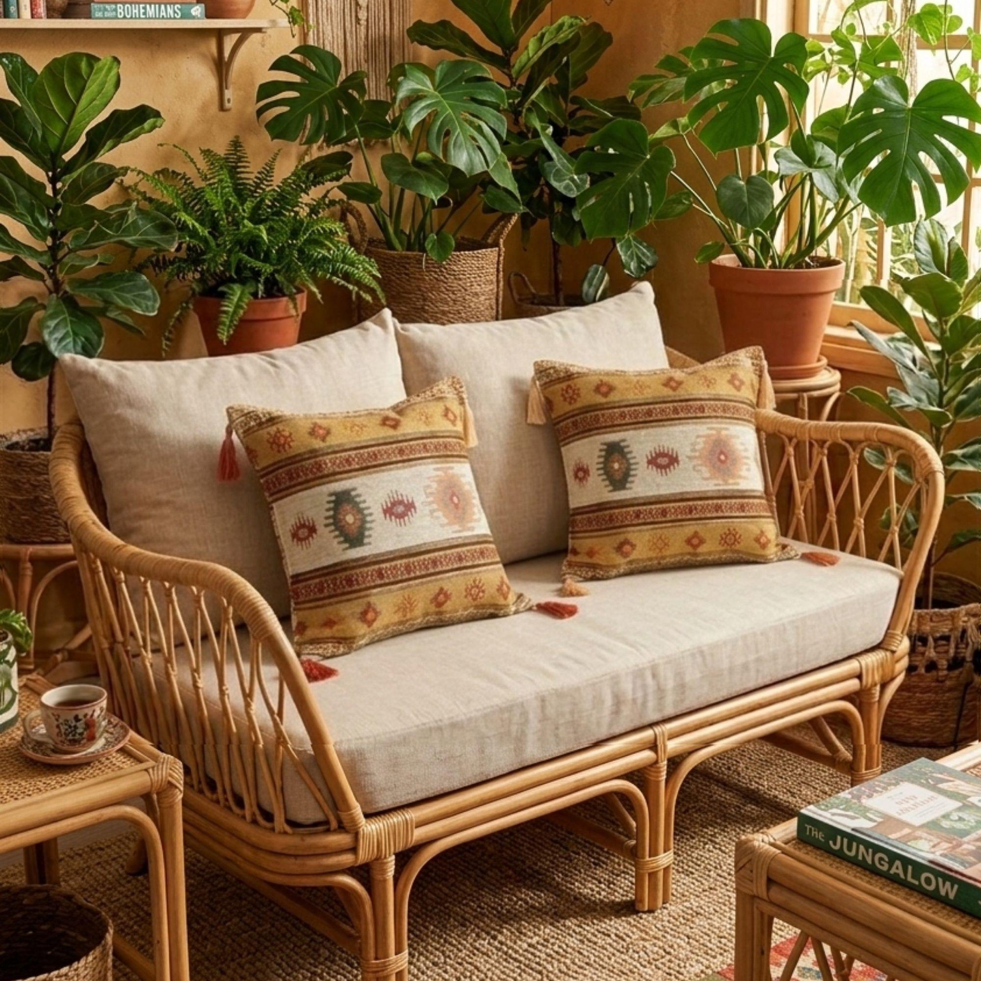 Cojín turco 44x44 Kilim Beige y Café claro - boho-1