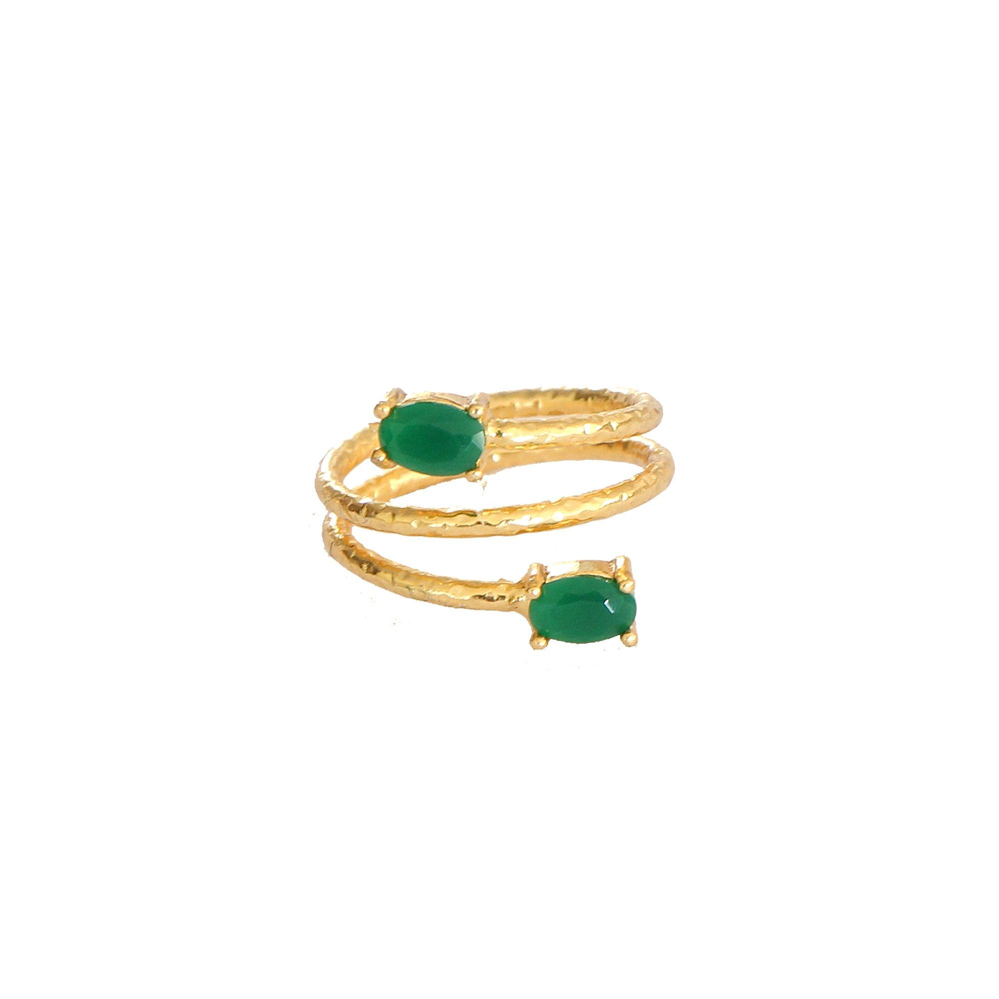 Anillo ajustable Fadia doble verde-3