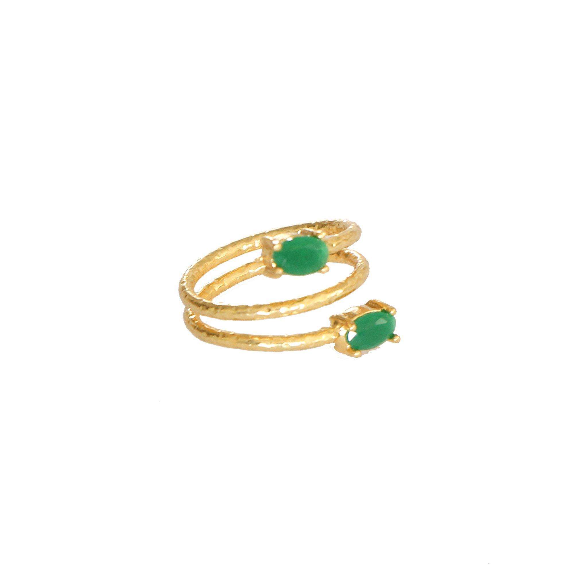 Anillo ajustable Fadia doble verde-1
