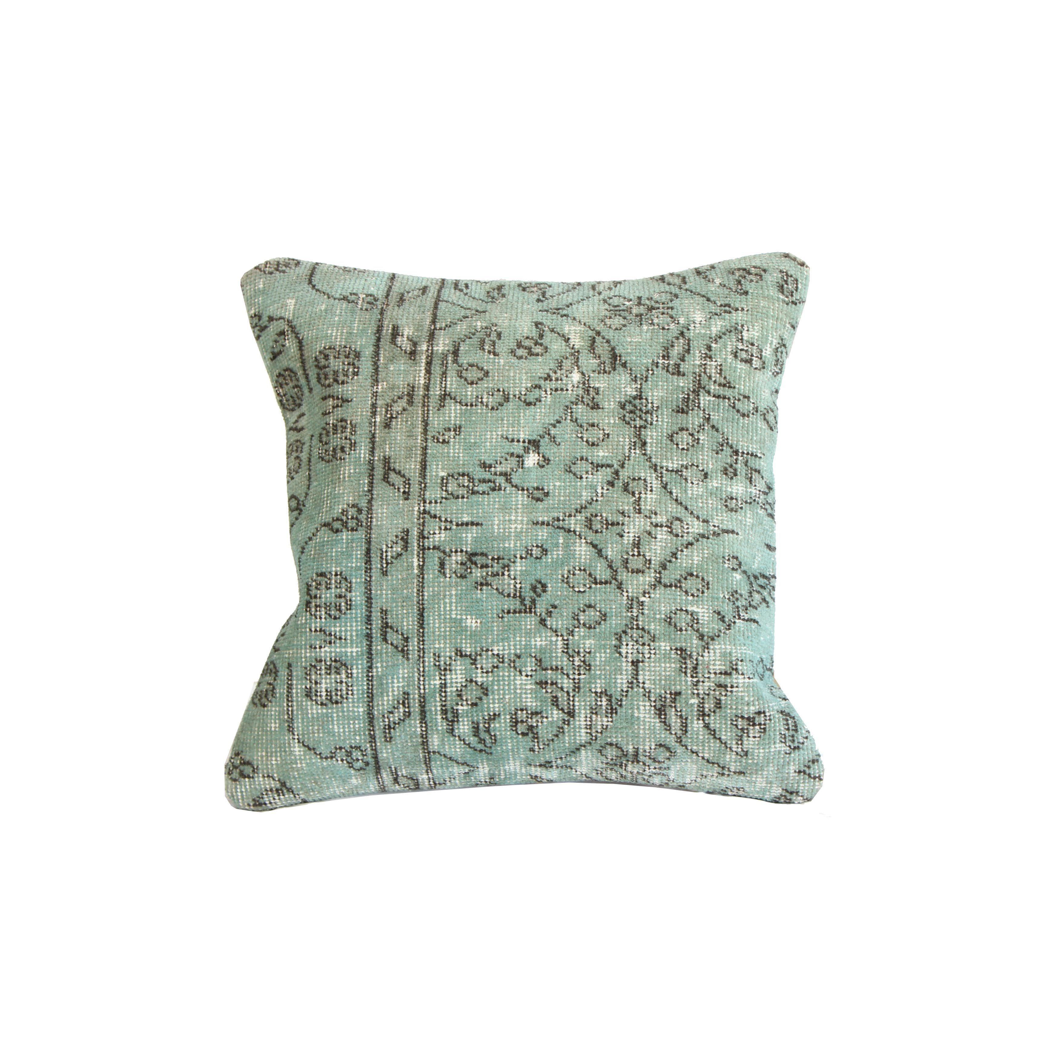 Cojín de alfombra vintage celeste-0