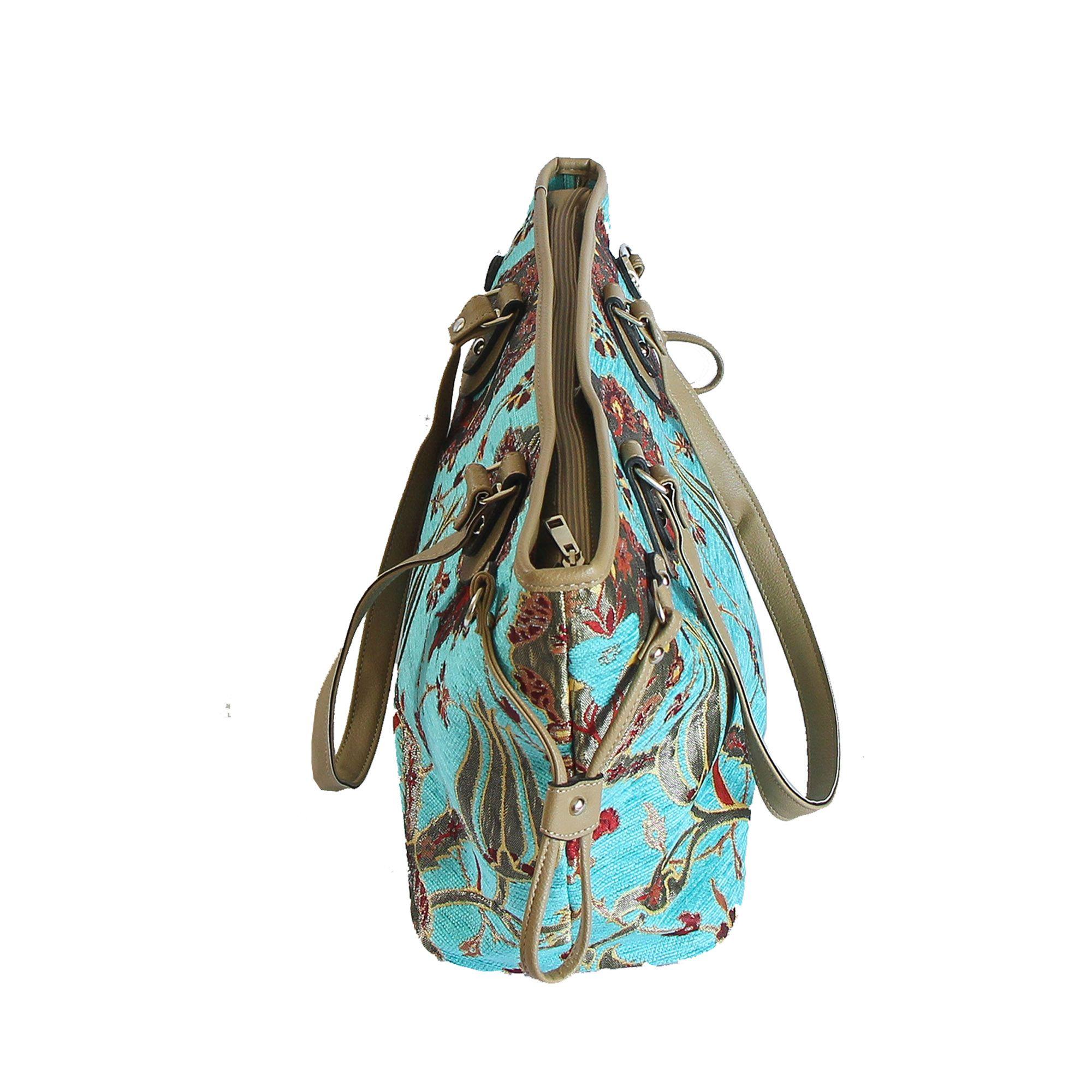 Cartera grande de hombro Jardín Turquesa-3