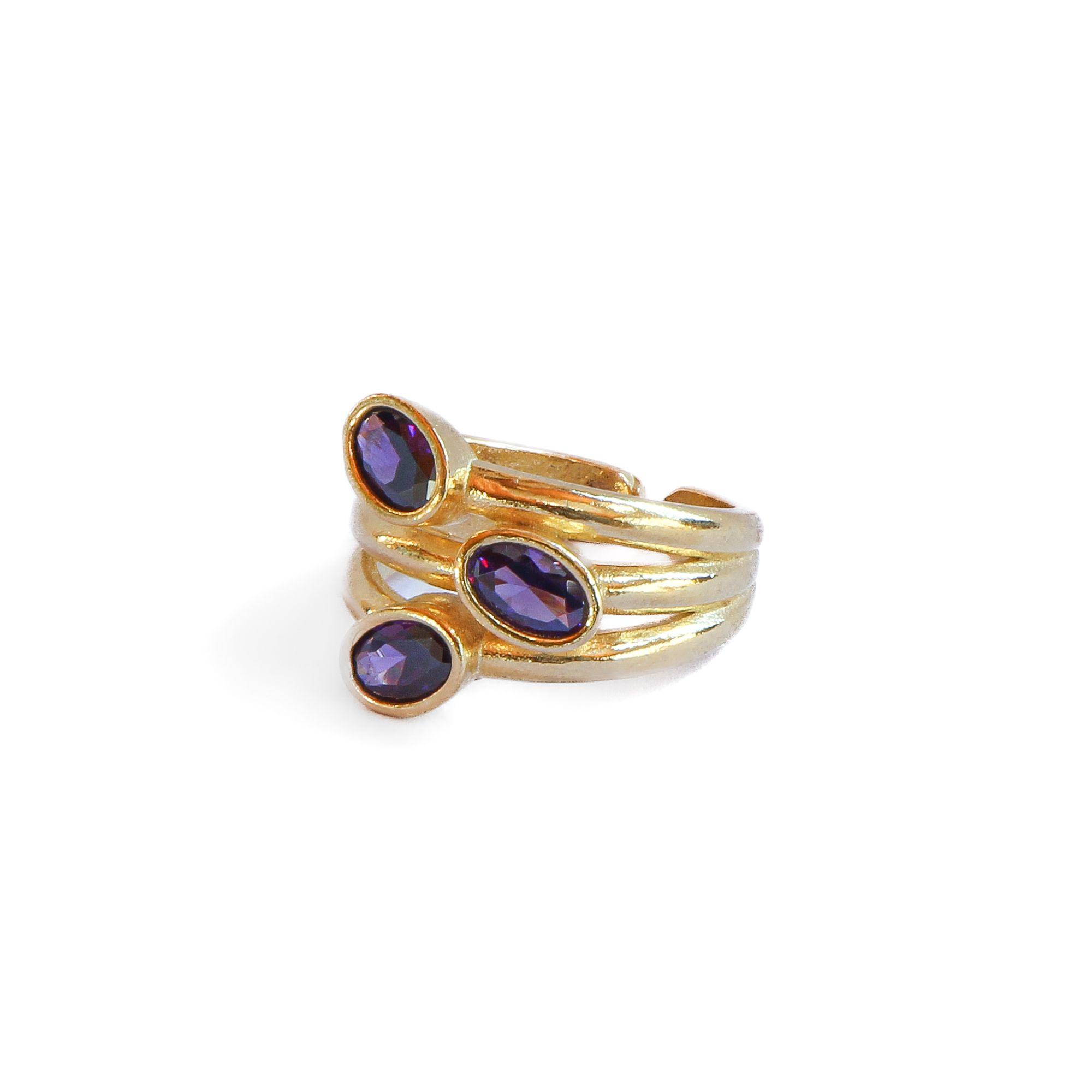 Anillo ajustable Elara Lila - Baño de oro 22 k-2