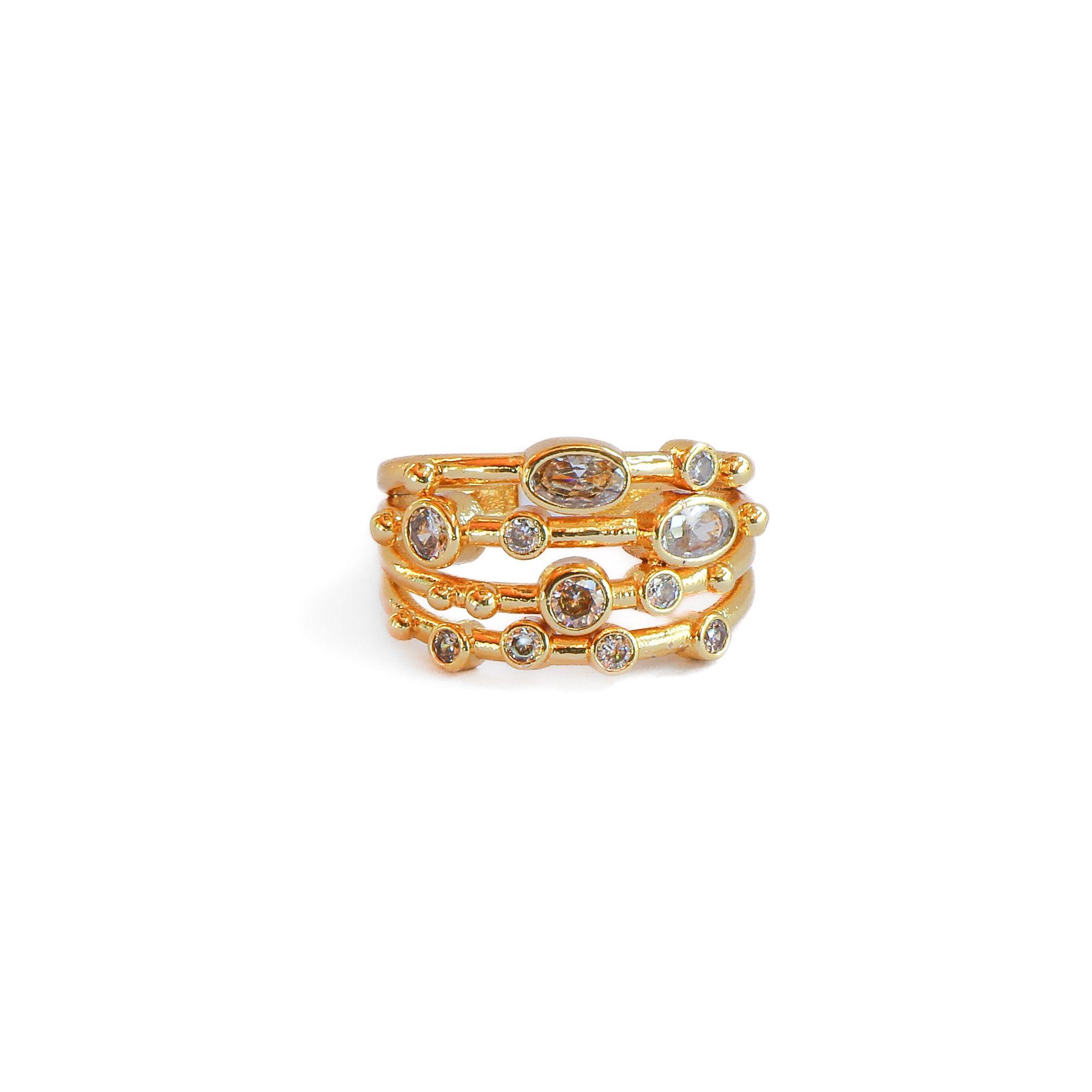 Anillo ajustable Capadocia N°5 zircones - Baño de oro 22 k-2