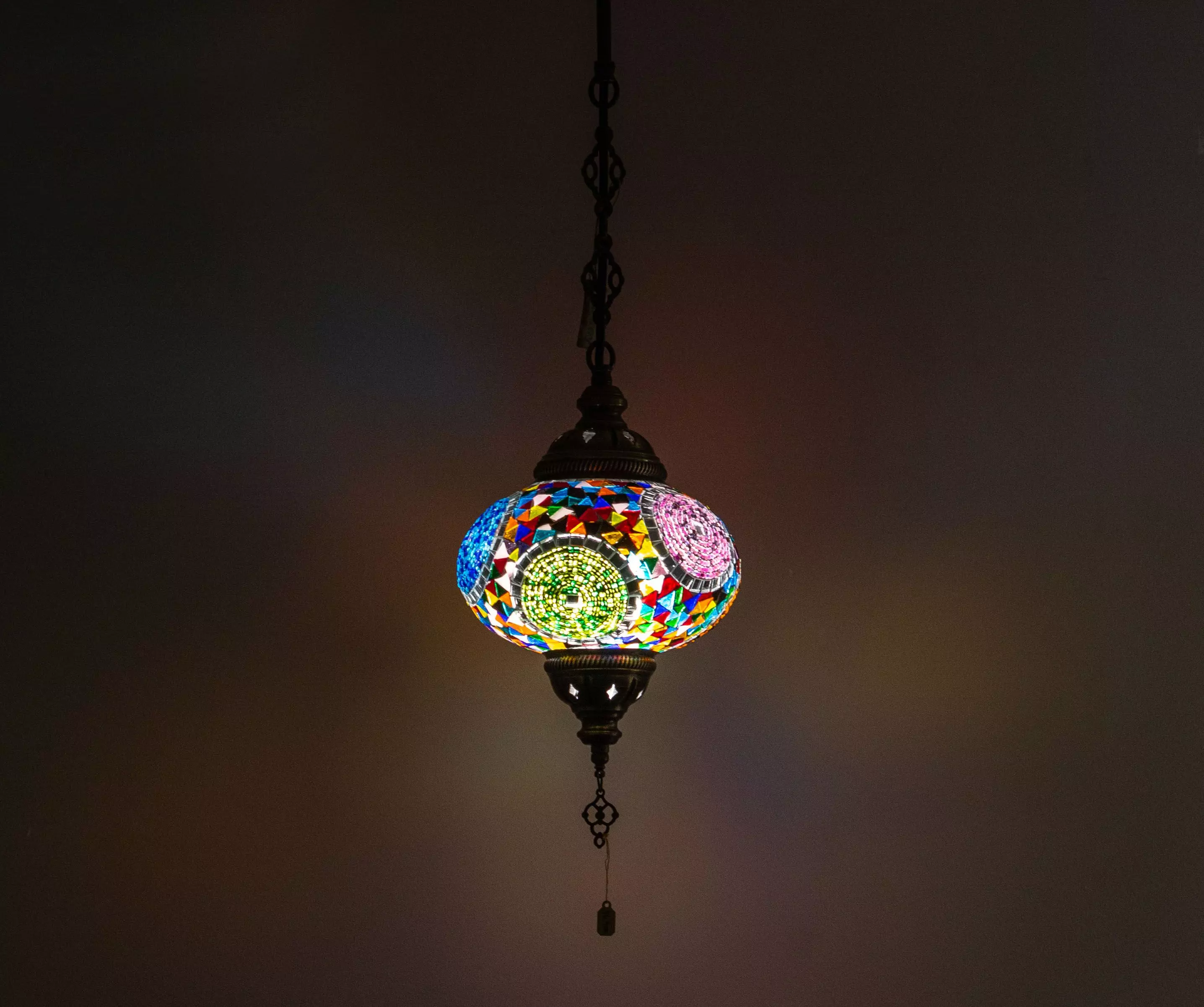 Lámpara turca colgante L remolinos multicolores + ampolleta-1