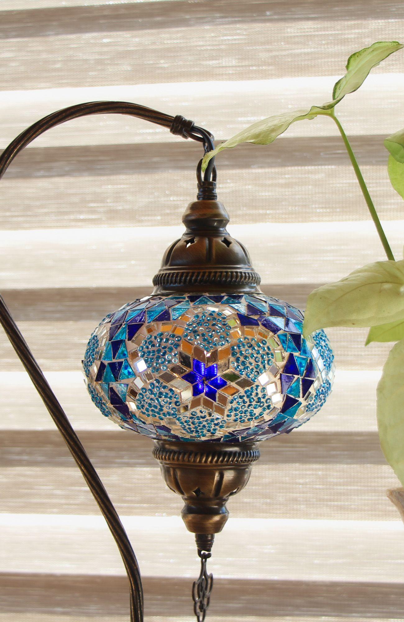 Lámpara turca cisne M prisma azul y turquesa-2