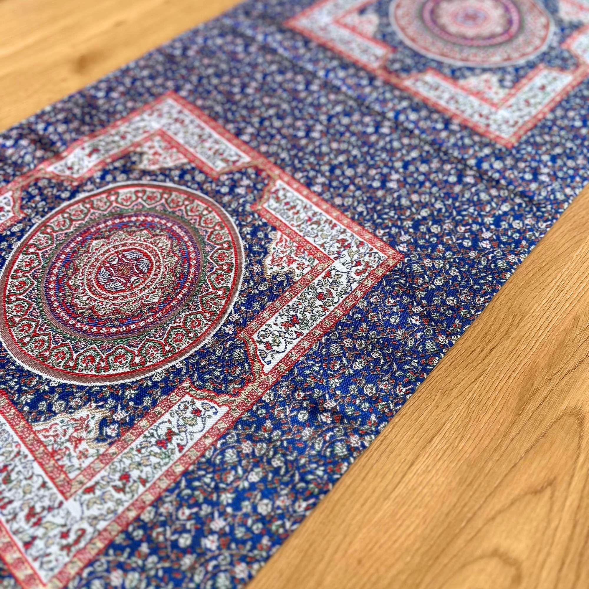 Camino de mesa 1,40 m Iznik azul y beige-2