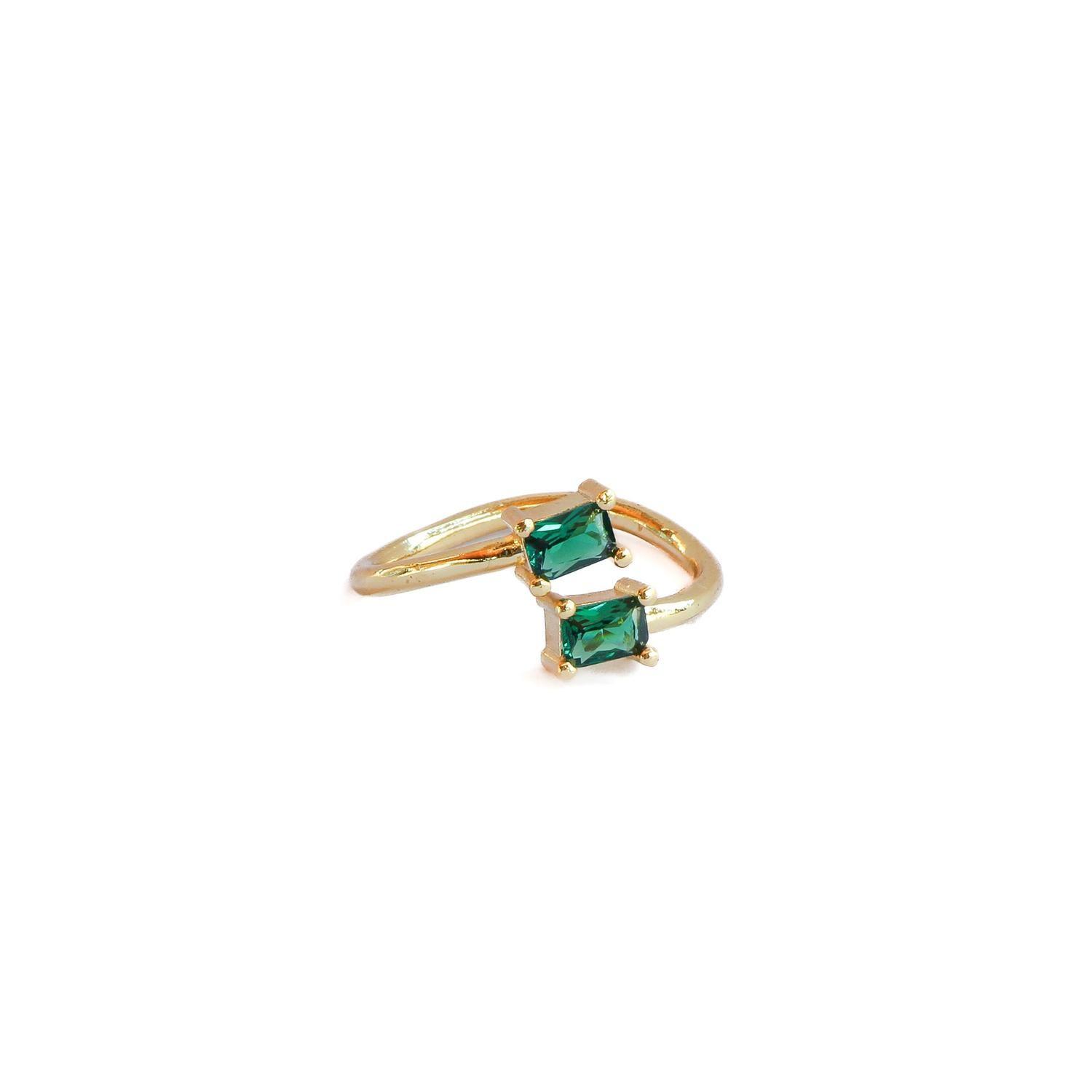 Anillo ajustable Zila verde - Baño de oro 22 k-0