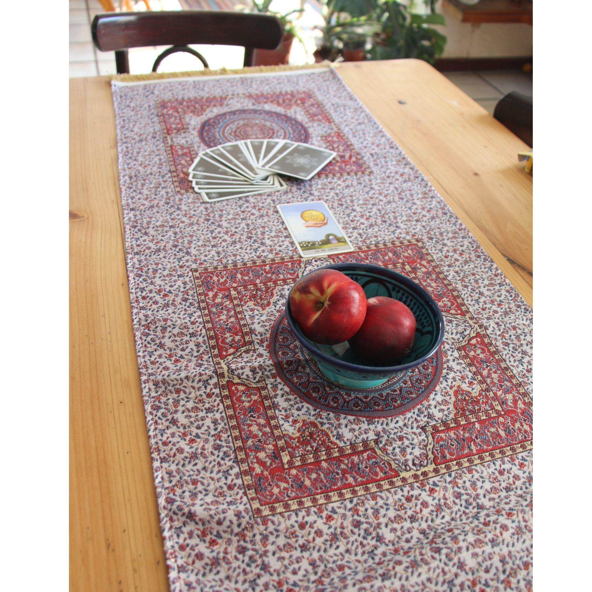 Camino de mesa 2 m Iznik Rojo y beige-2