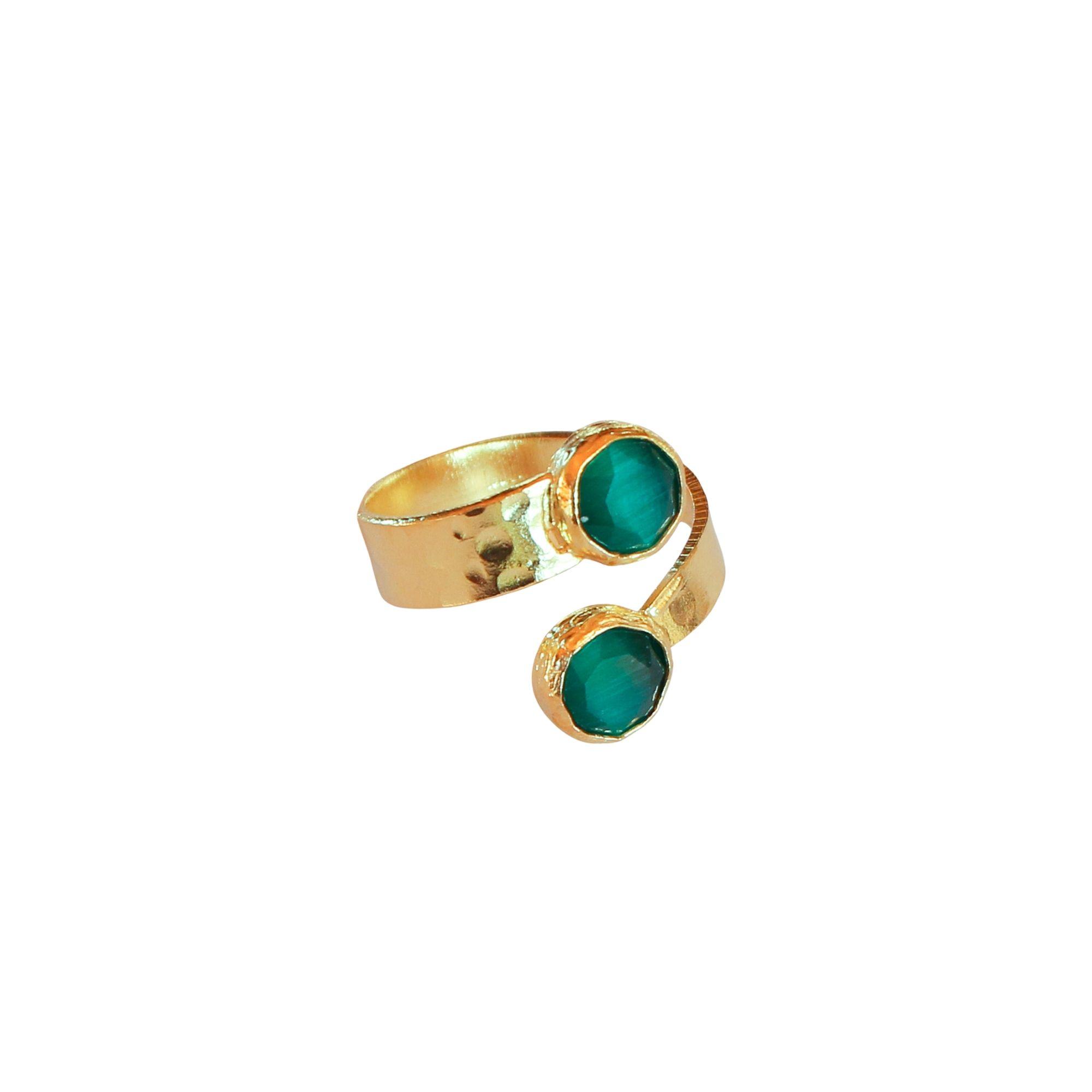 Anillo ajustable Ekin Verde - Baño de oro 22 k-1