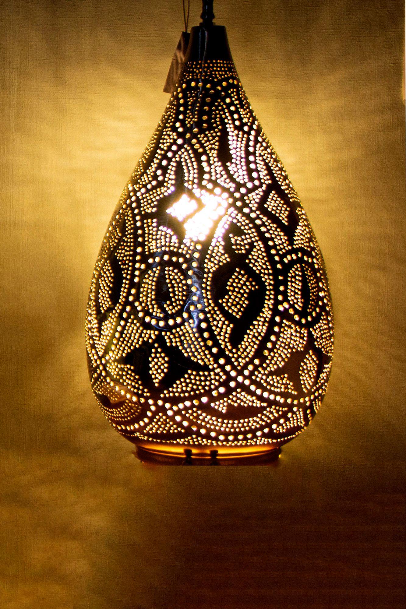 Lámpara turca colgante metal perforado a mano Wadi Rum-2