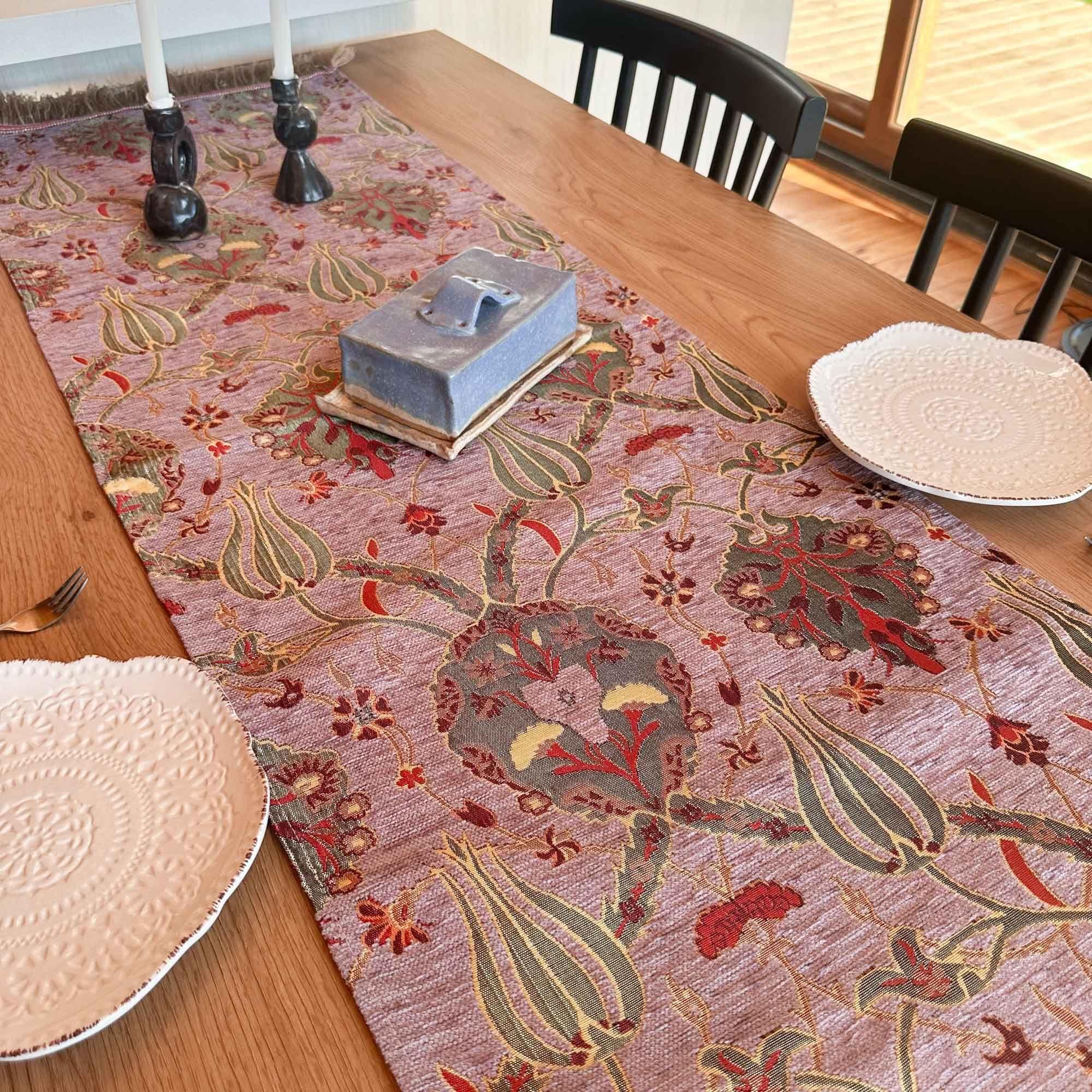 Camino de Mesa Turco Jardín lavanda – Mantel 2m Boho-1
