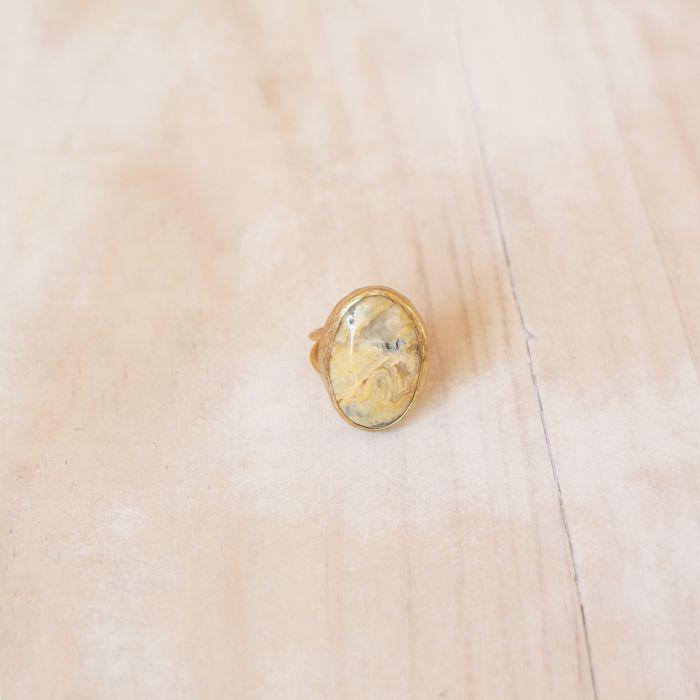 Anillo ajustable turco de ágata amarilla-1