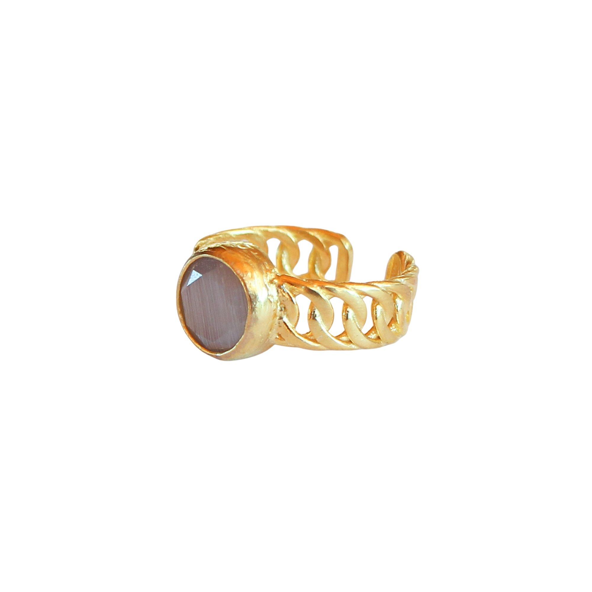 Anillo ajustable Zina Gris - Baño de oro 22 k-2