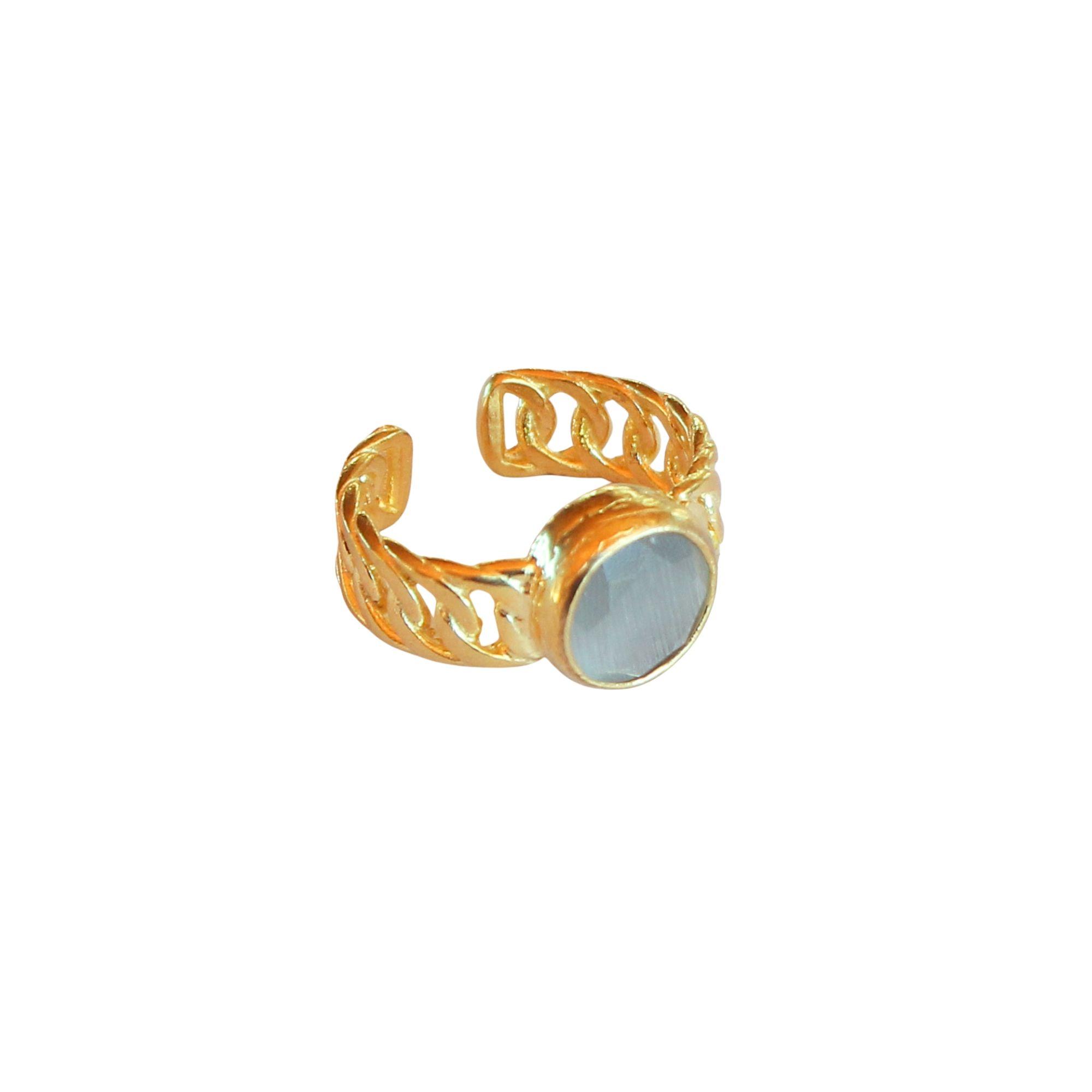 Anillo ajustable Zina Gris - Baño de oro 22 k-3