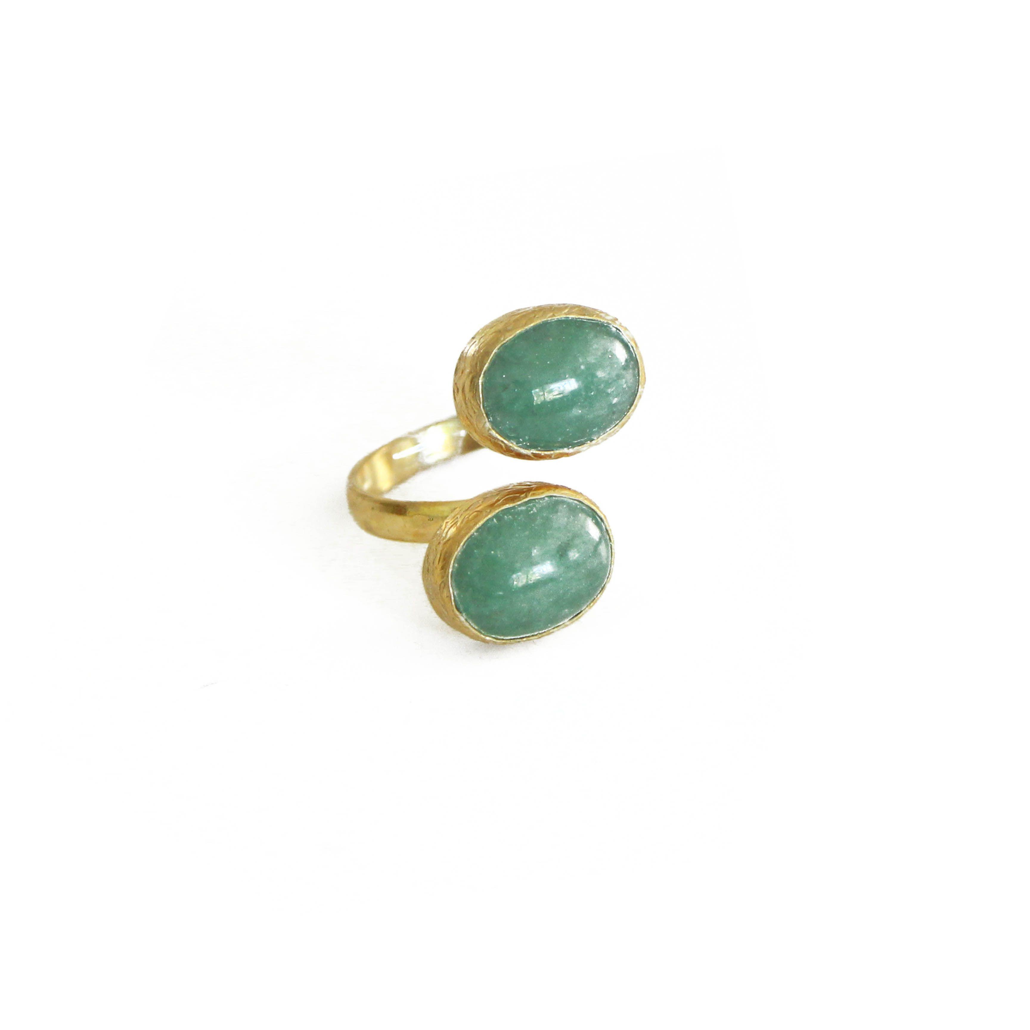 Set de anillo, aros, pulsera y dije Aventurina-3