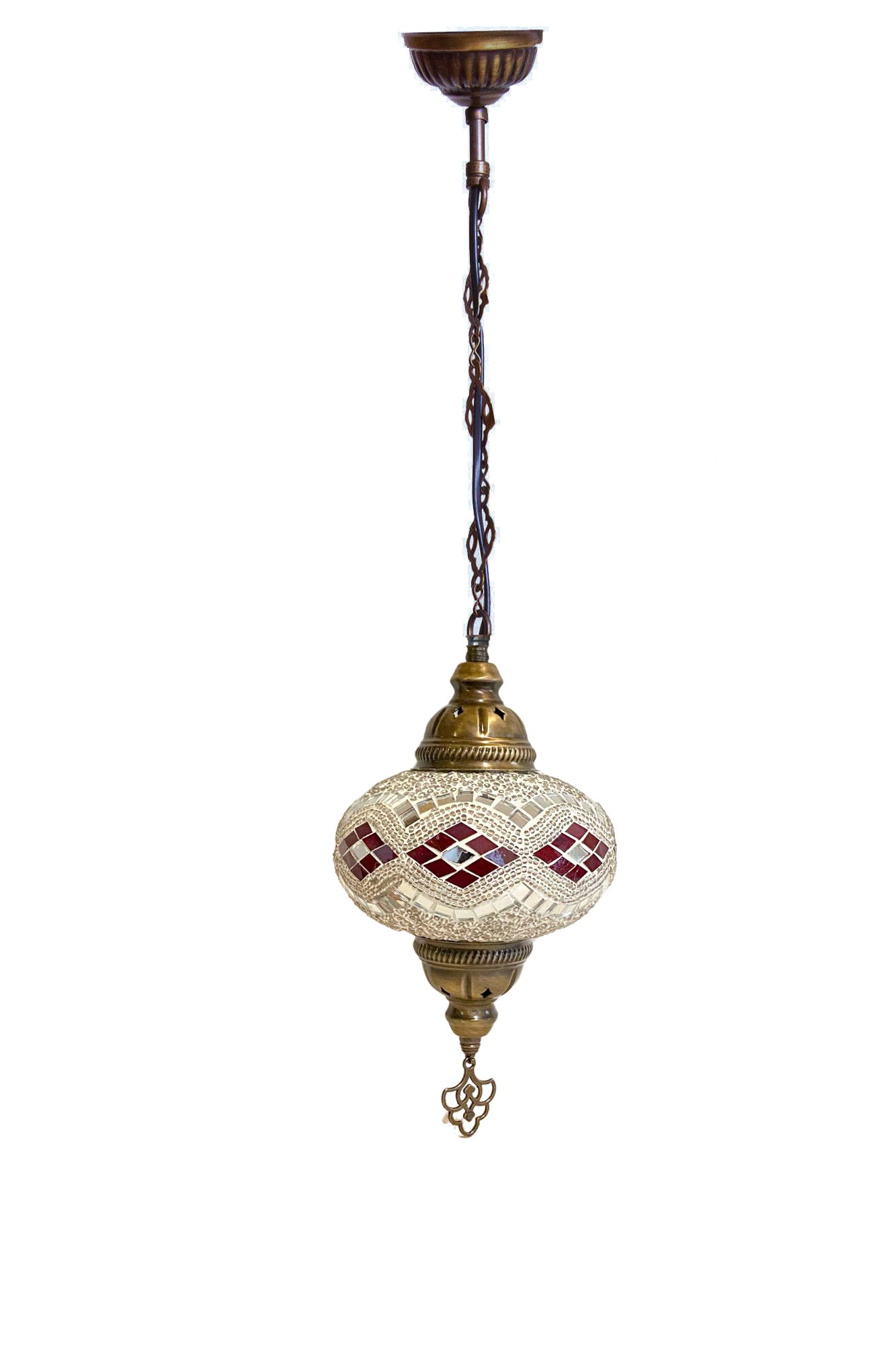 Lámpara turca colgante M Beads Blanco y Rojo-0