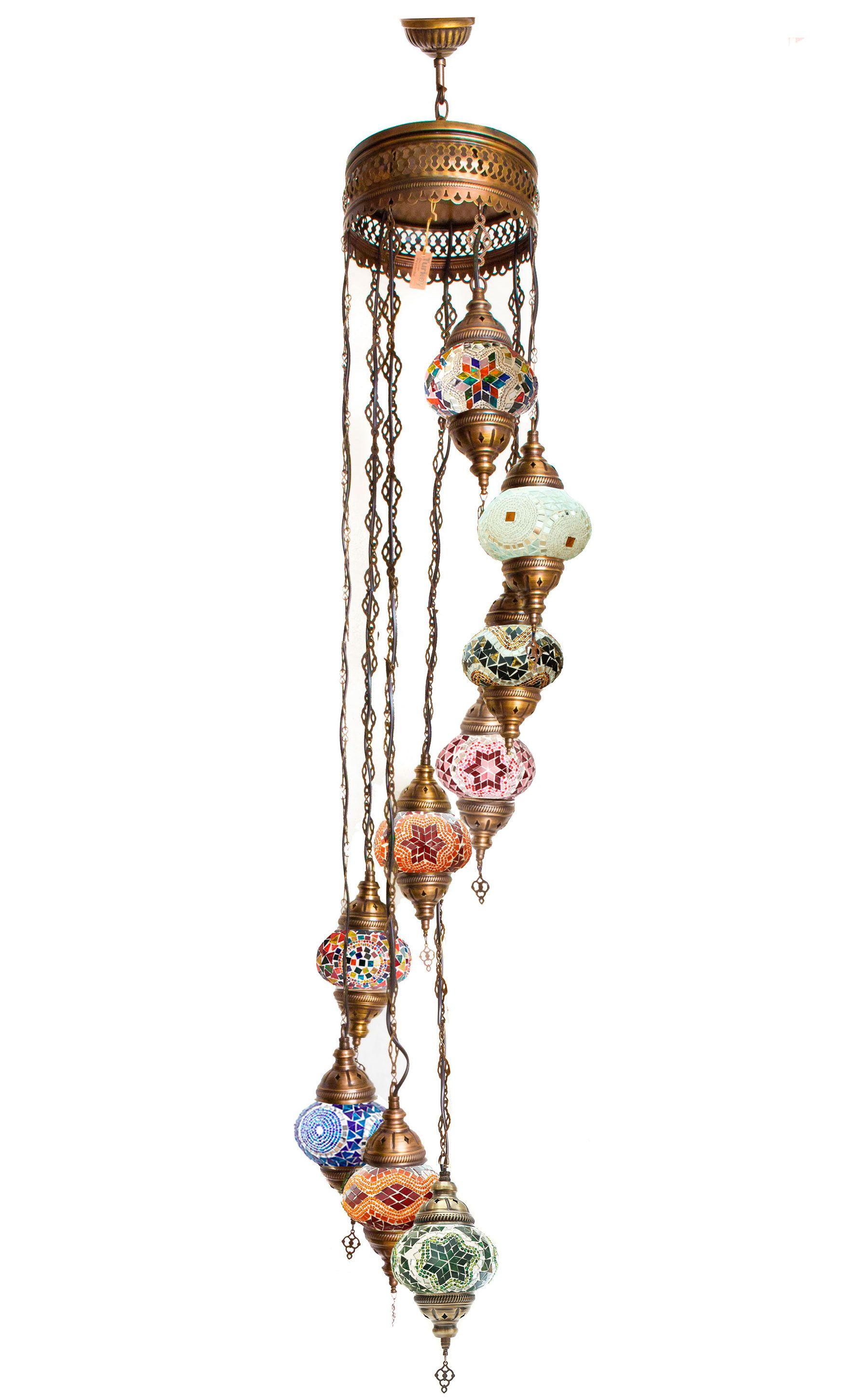 Lámpara turca colgante de 9 esferas S mixtas espiral-0