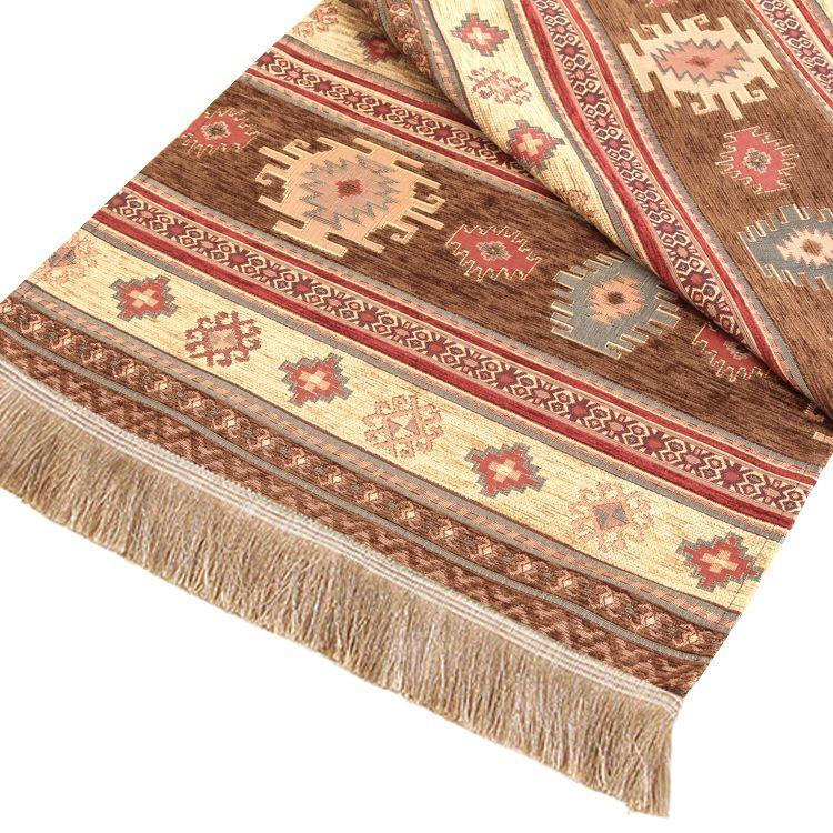 Camino de mesa 2 m kilim café claro y oscuro-0