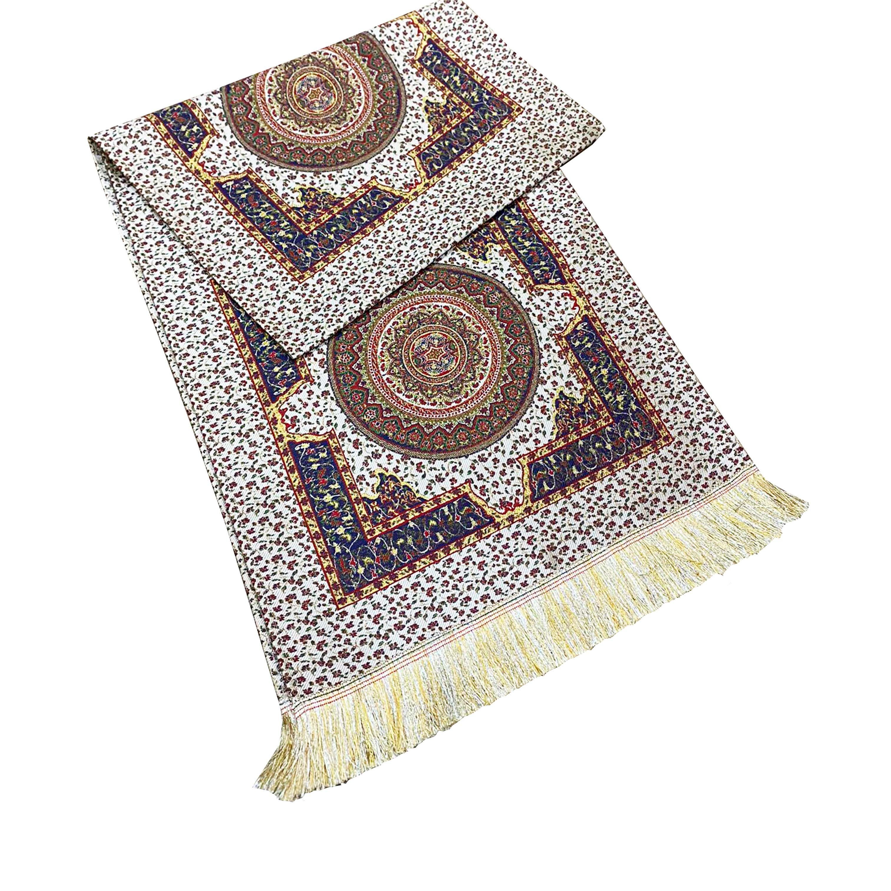 Camino de mesa 2 m Iznik azul y beige-0