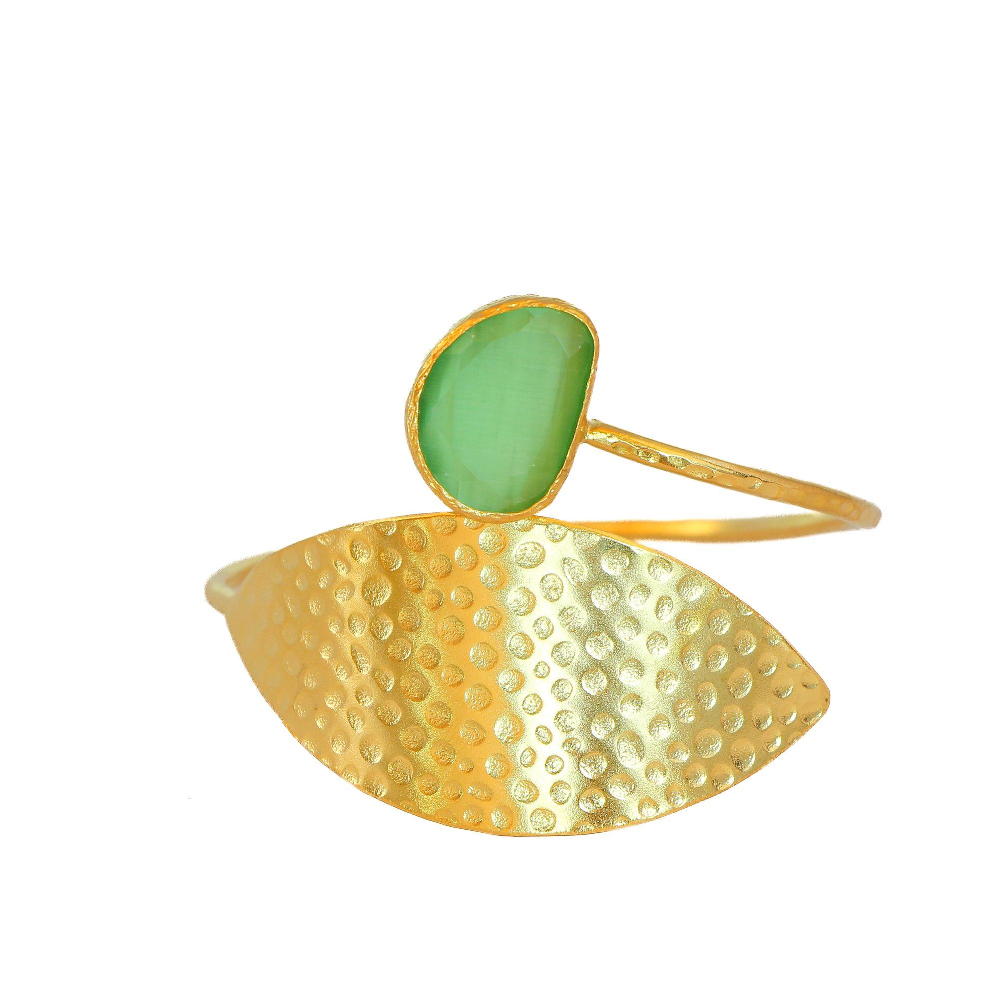 Esclava Laurel Verde - Baño de oro 22k-0