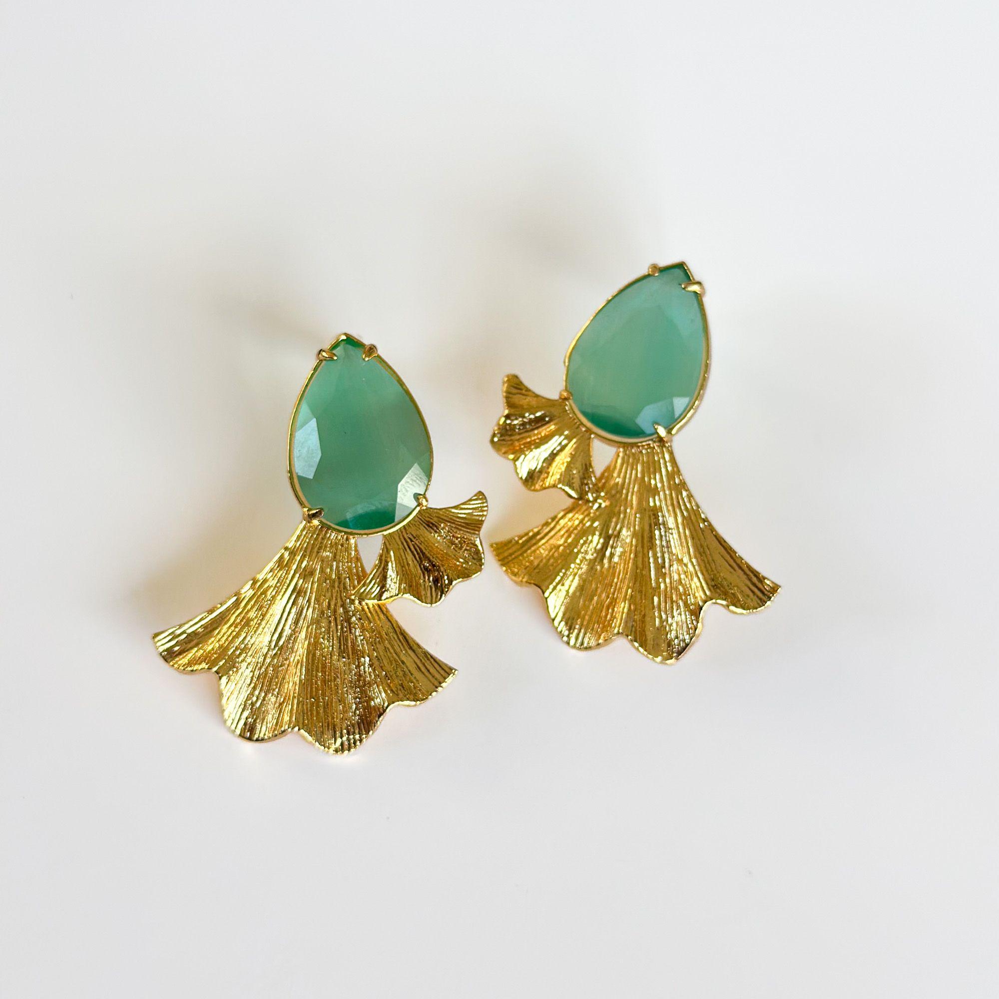 Aros Rüzgar Verdeagua - Baño de oro 22k-2