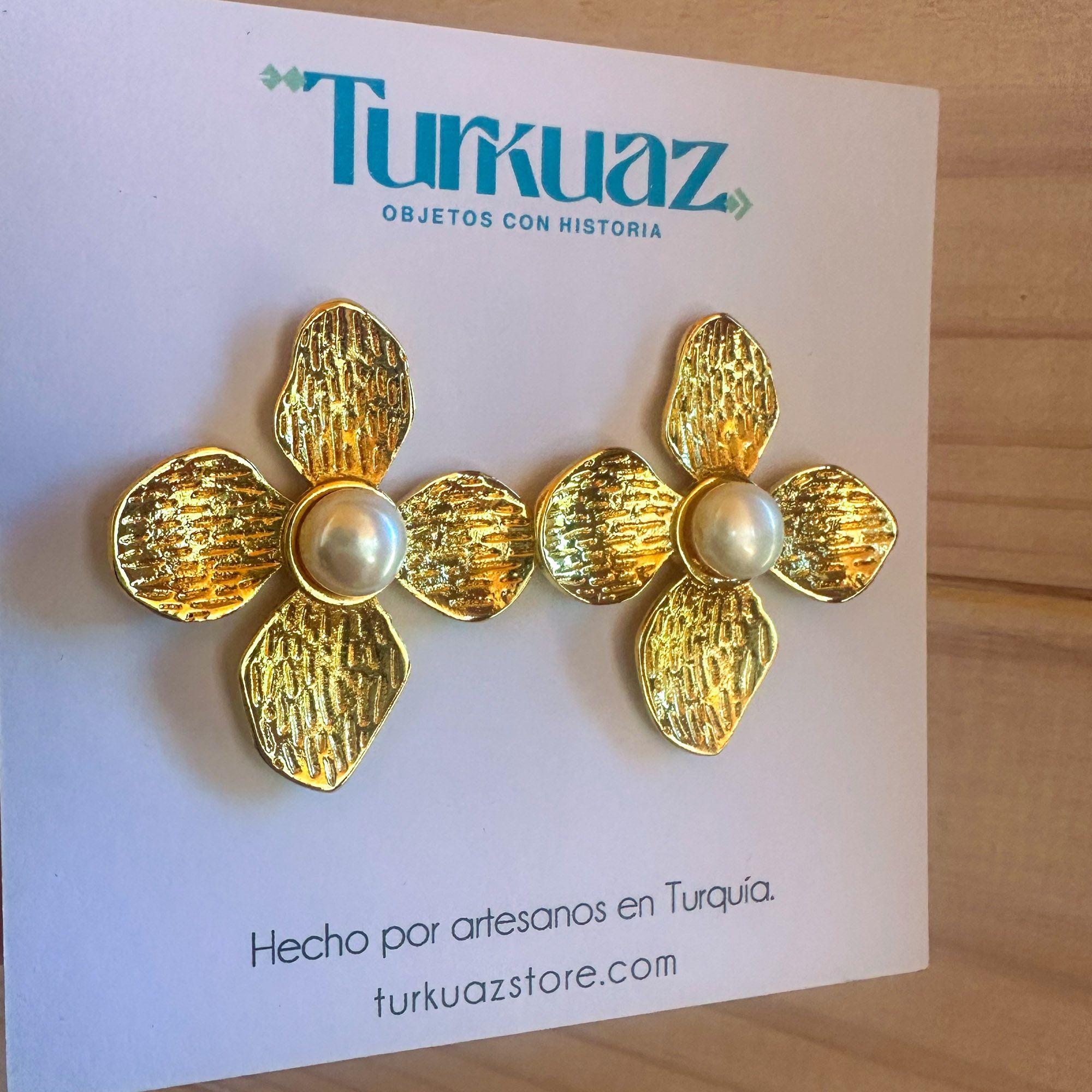 Aros Zineb perla - Baño de oro 22k-2