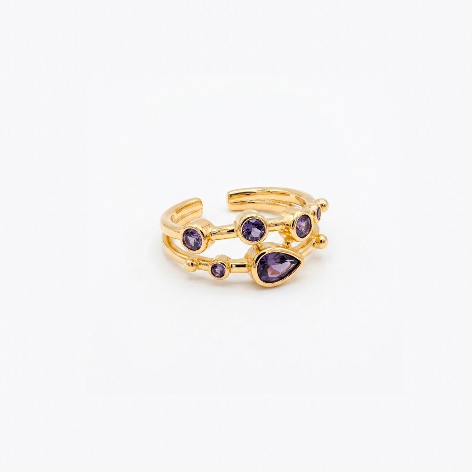 Anillo ajustable Capadocia N°2 lila - Baño de oro 22 k-1