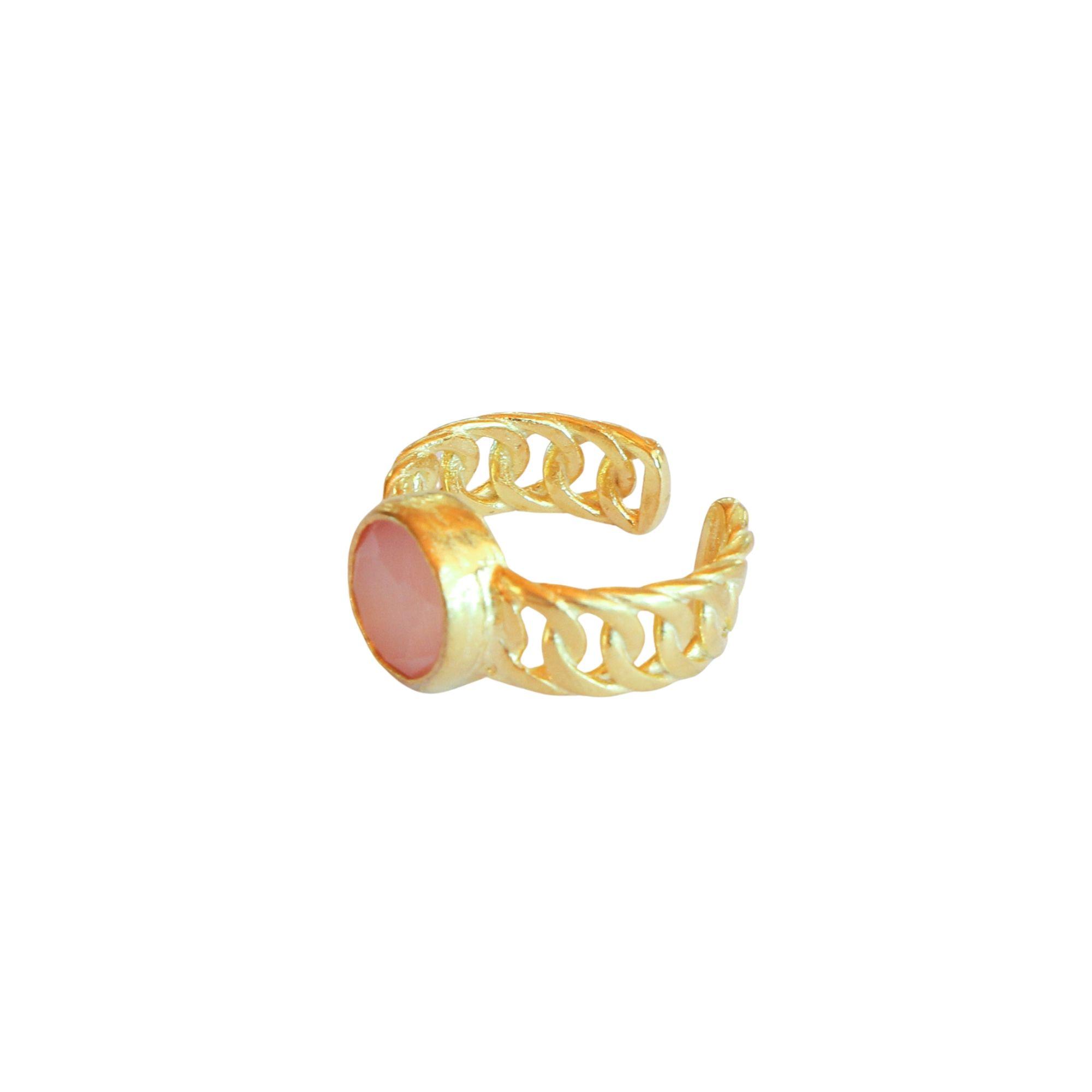 Anillo ajustable Zina Rosa - Baño de oro 22 k-2
