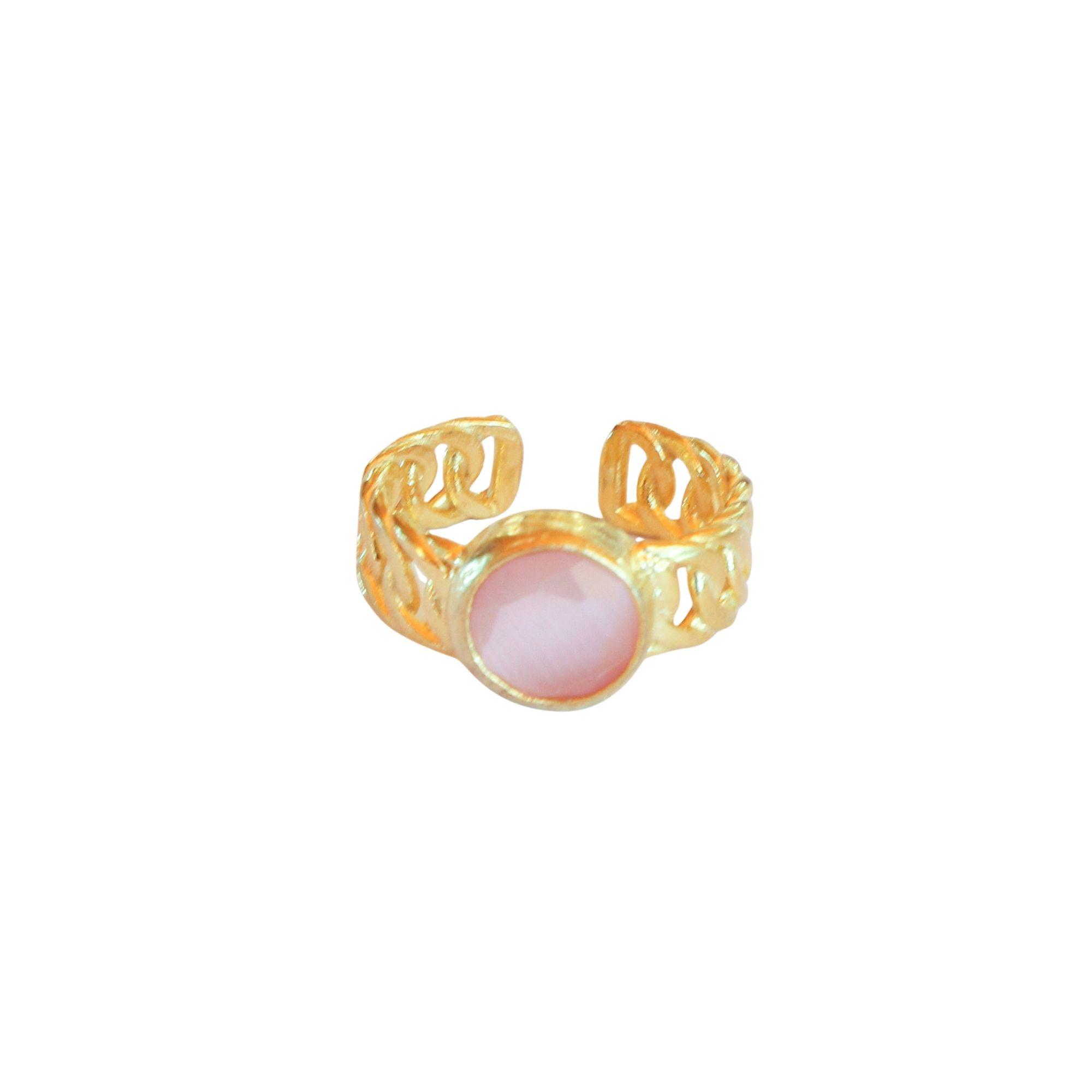 Anillo ajustable Zina Rosa - Baño de oro 22 k-3