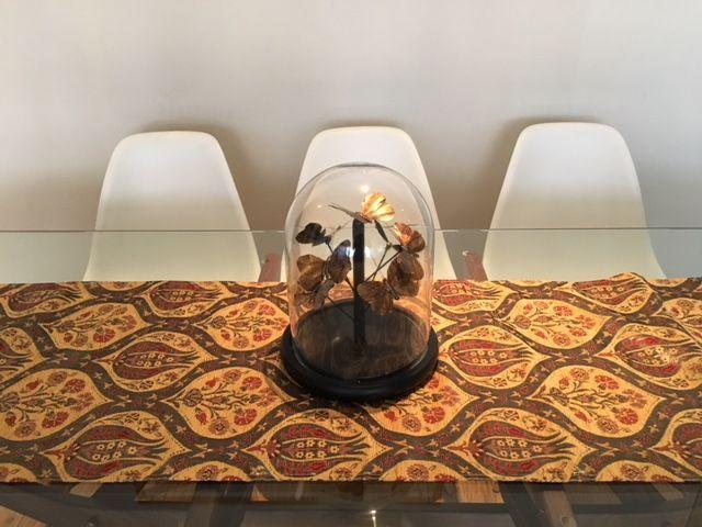 Camino de mesa 3 m tulipanes café claro-3