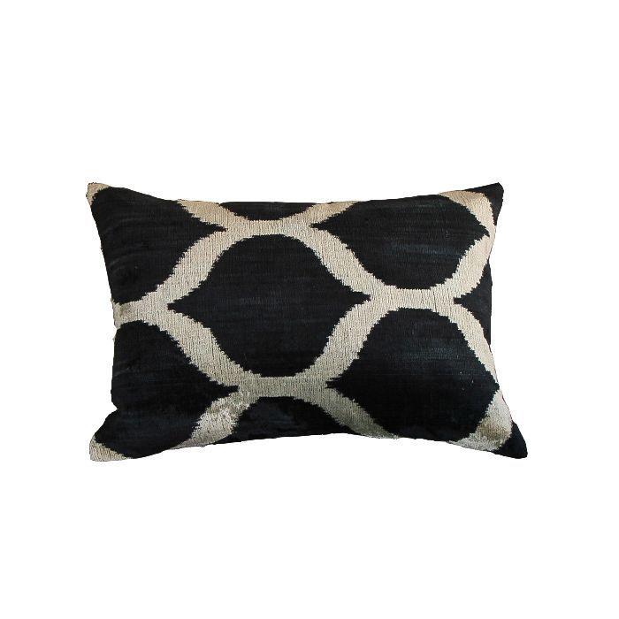 Cojín de terciopelo de seda 60x40 cms Mehmed negro-0