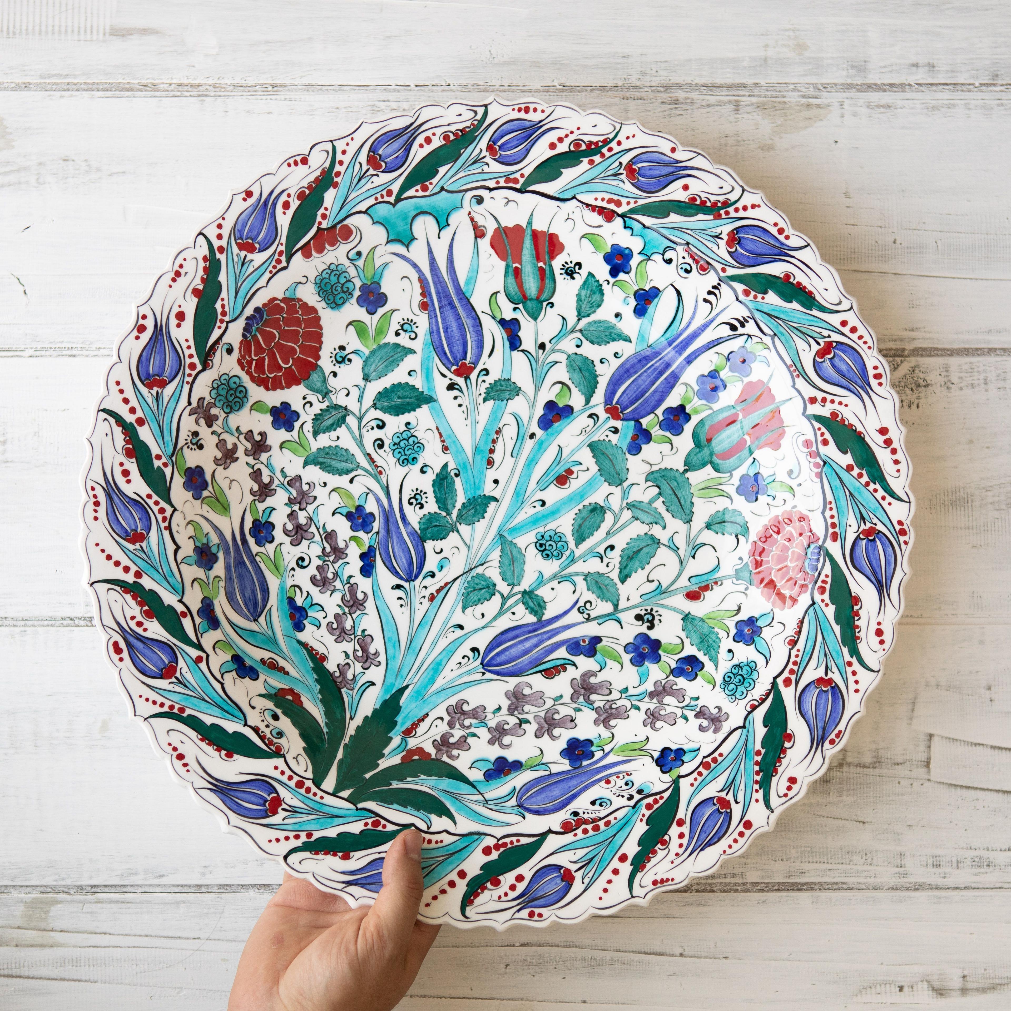 Plato de cerámica turco pintado a mano XL-2