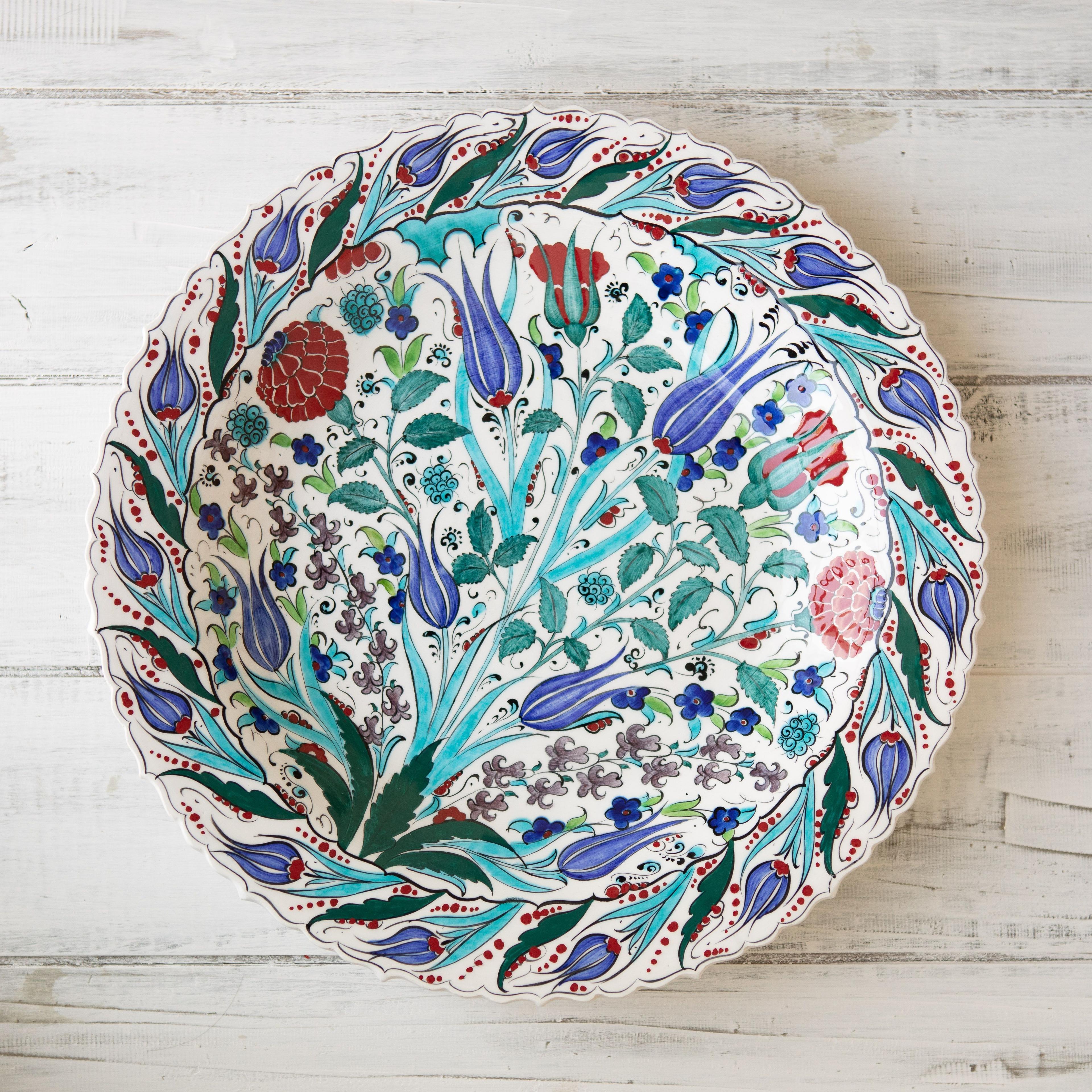 Plato de cerámica turco pintado a mano XL-0