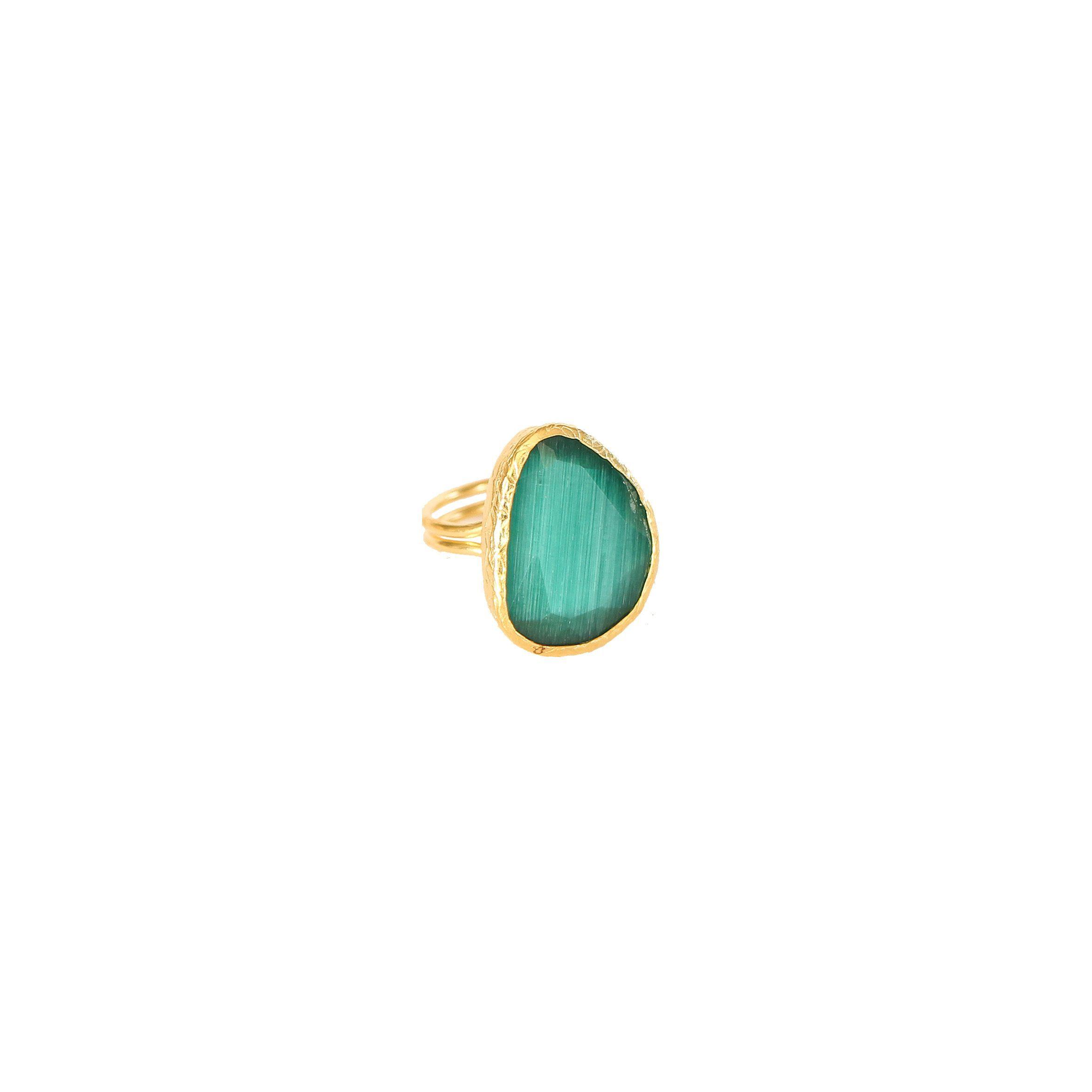Anillo ajustable turco cat eye esmeralda-0