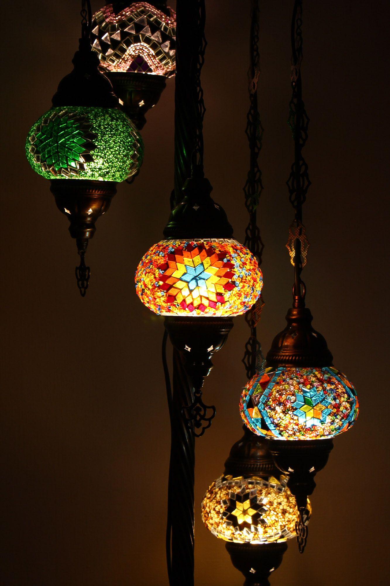 Lámpara de pie turca de 5 esferas S mixtas + ampolletas-2