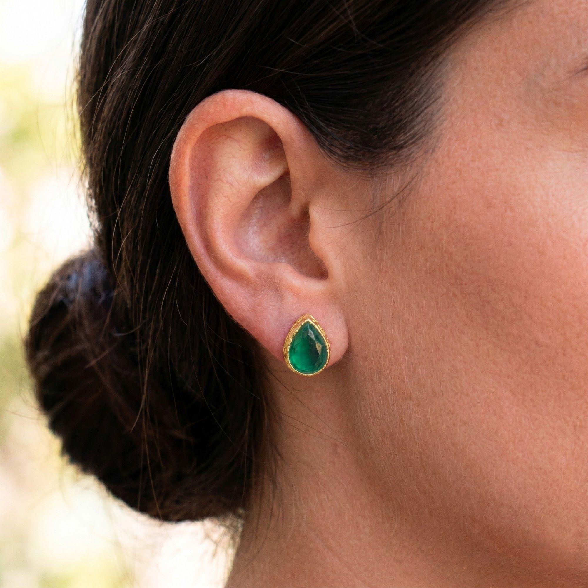 Aros Nébula Verdes - Baño de oro 22 k-0