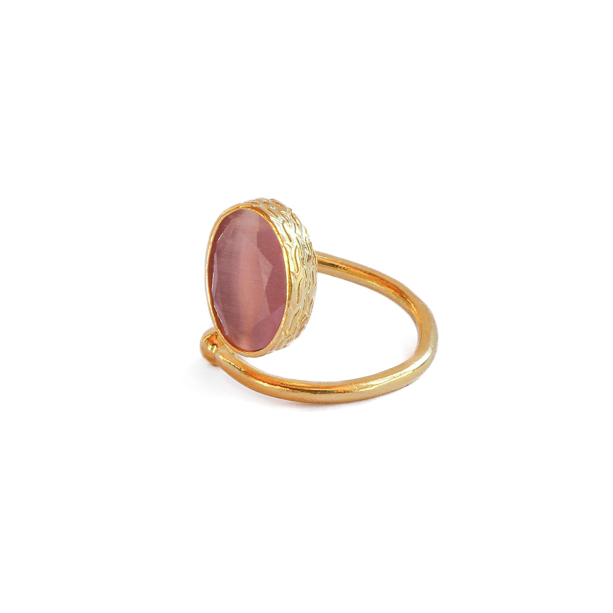 Anillo ajustable Brisa rosa - Baño de oro 22 k-2