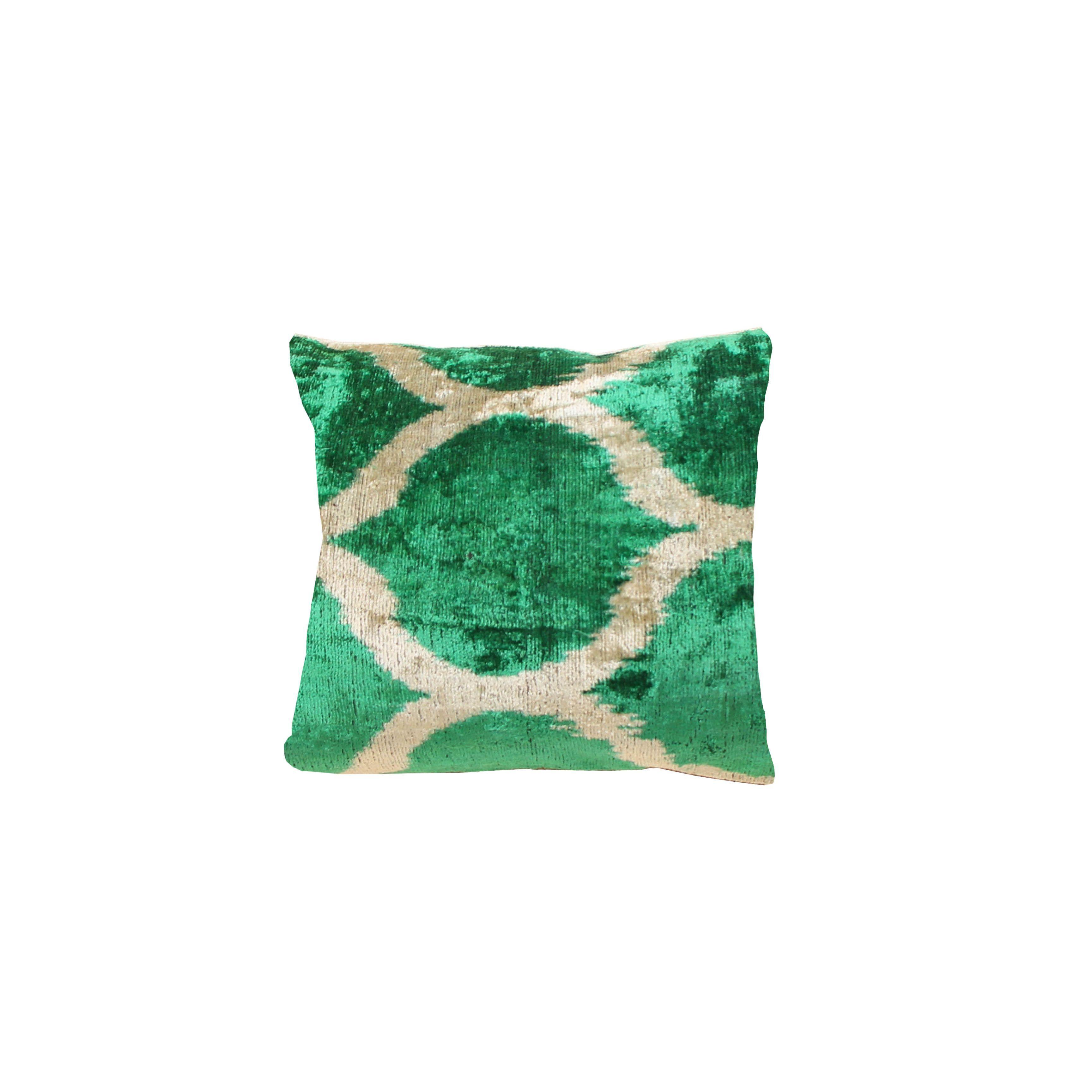 Cojín de terciopelo de seda 40x40 cms Mehmed verde-0