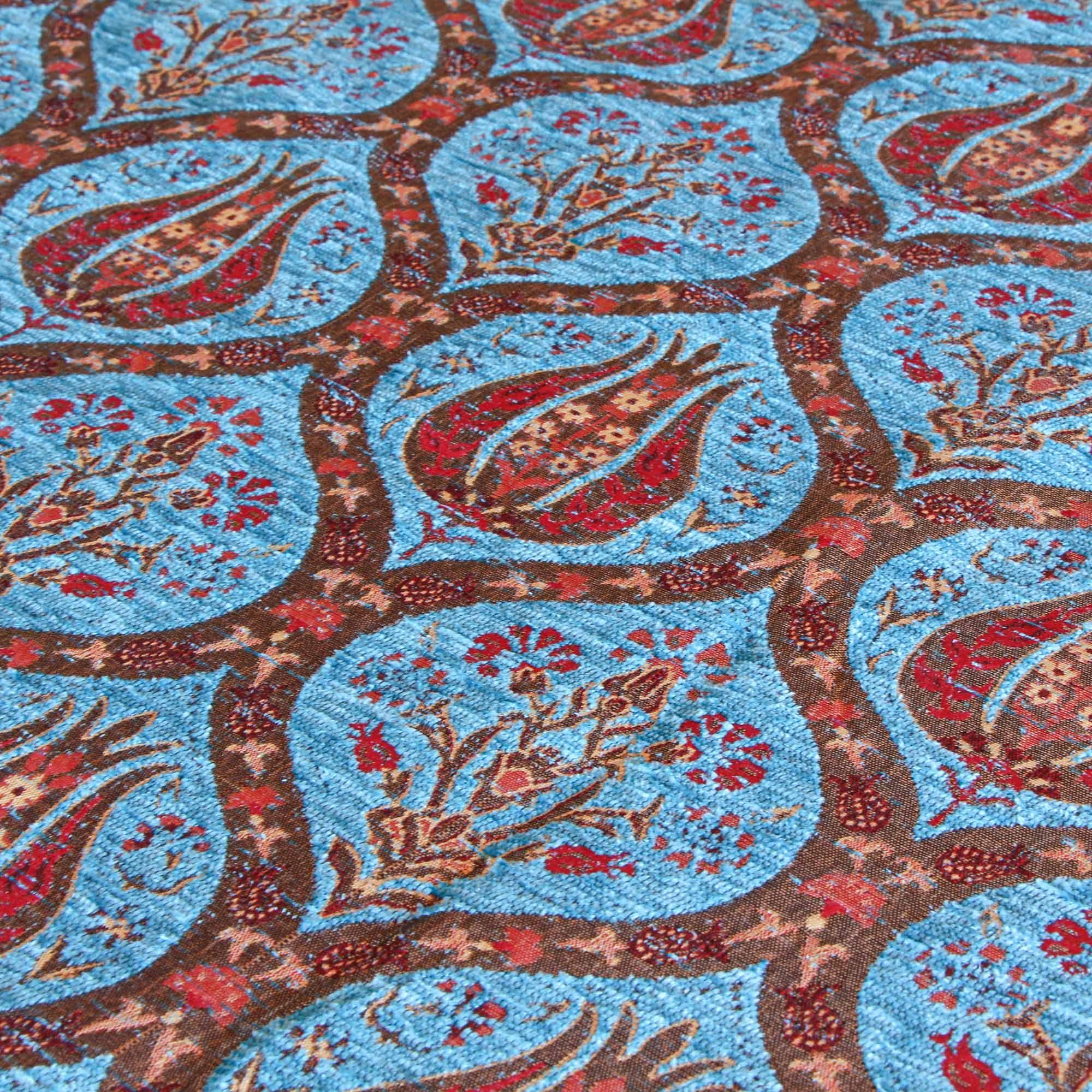 Set de piecera 2P/Queen y almohadones Tulipanes Turquesa-5