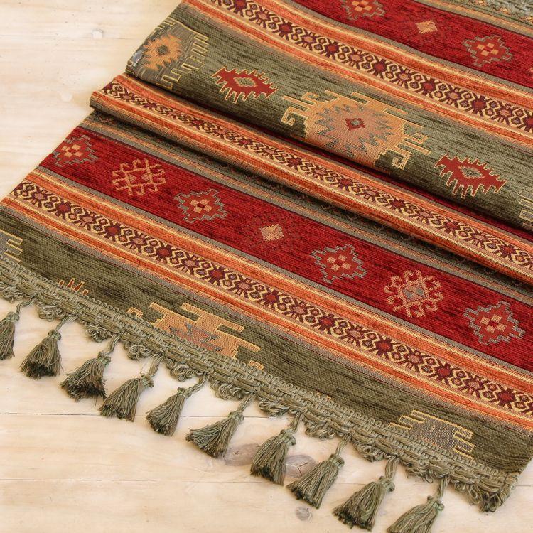 Camino de mesa 1,40 m kilim verde y rojo-0