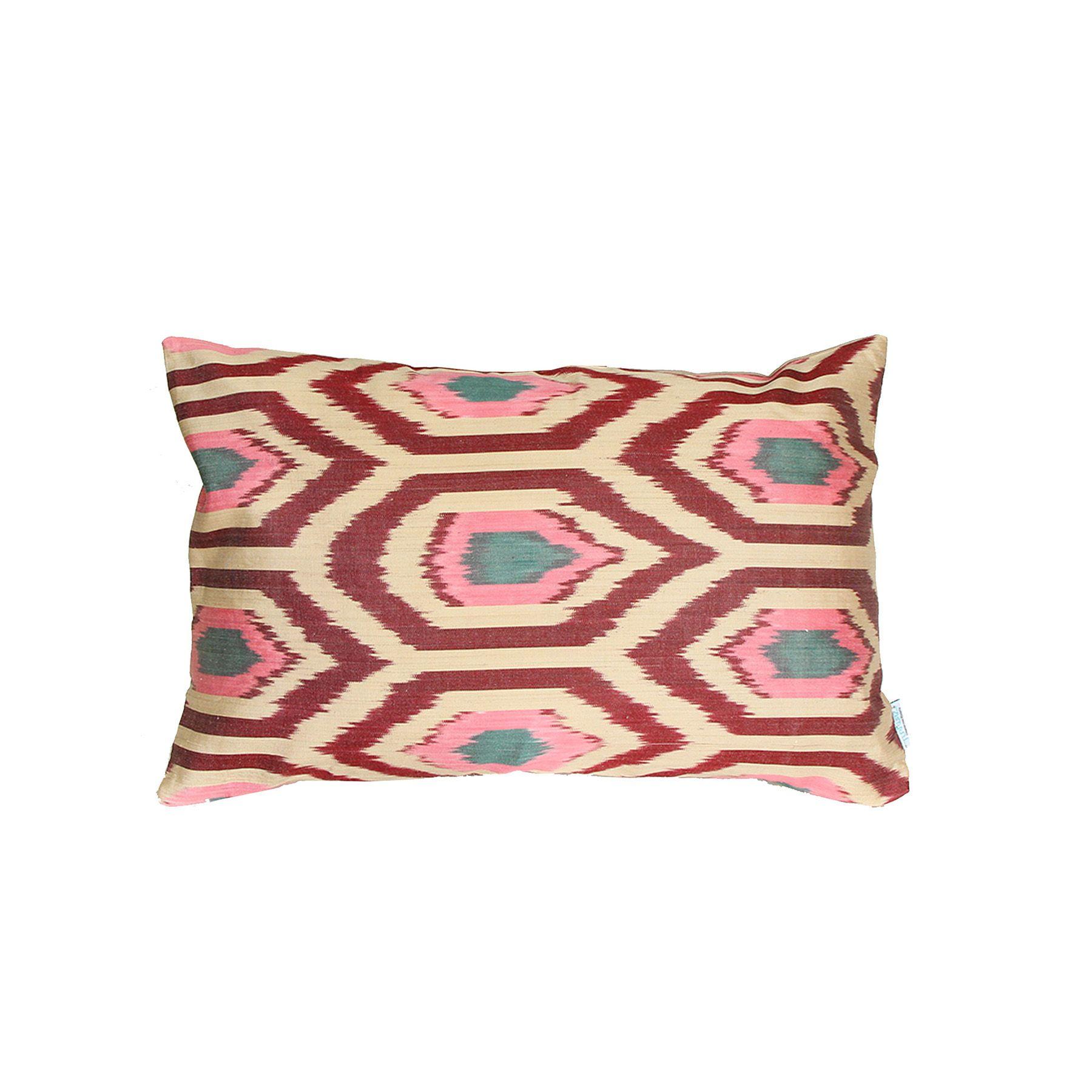 Cojín Ikat de seda 60x40 cms Elif rosa-0