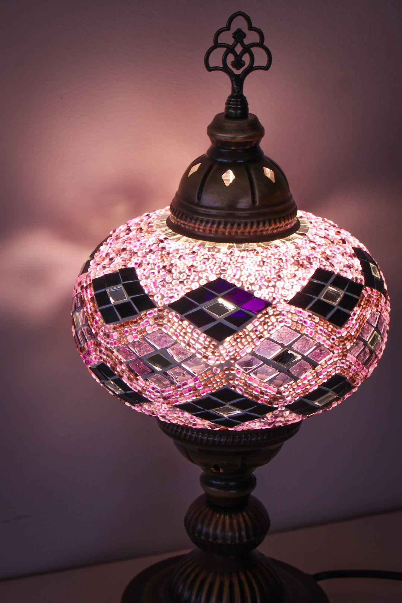 Lámpara turca de mesa L rumi morada + ampolleta-2