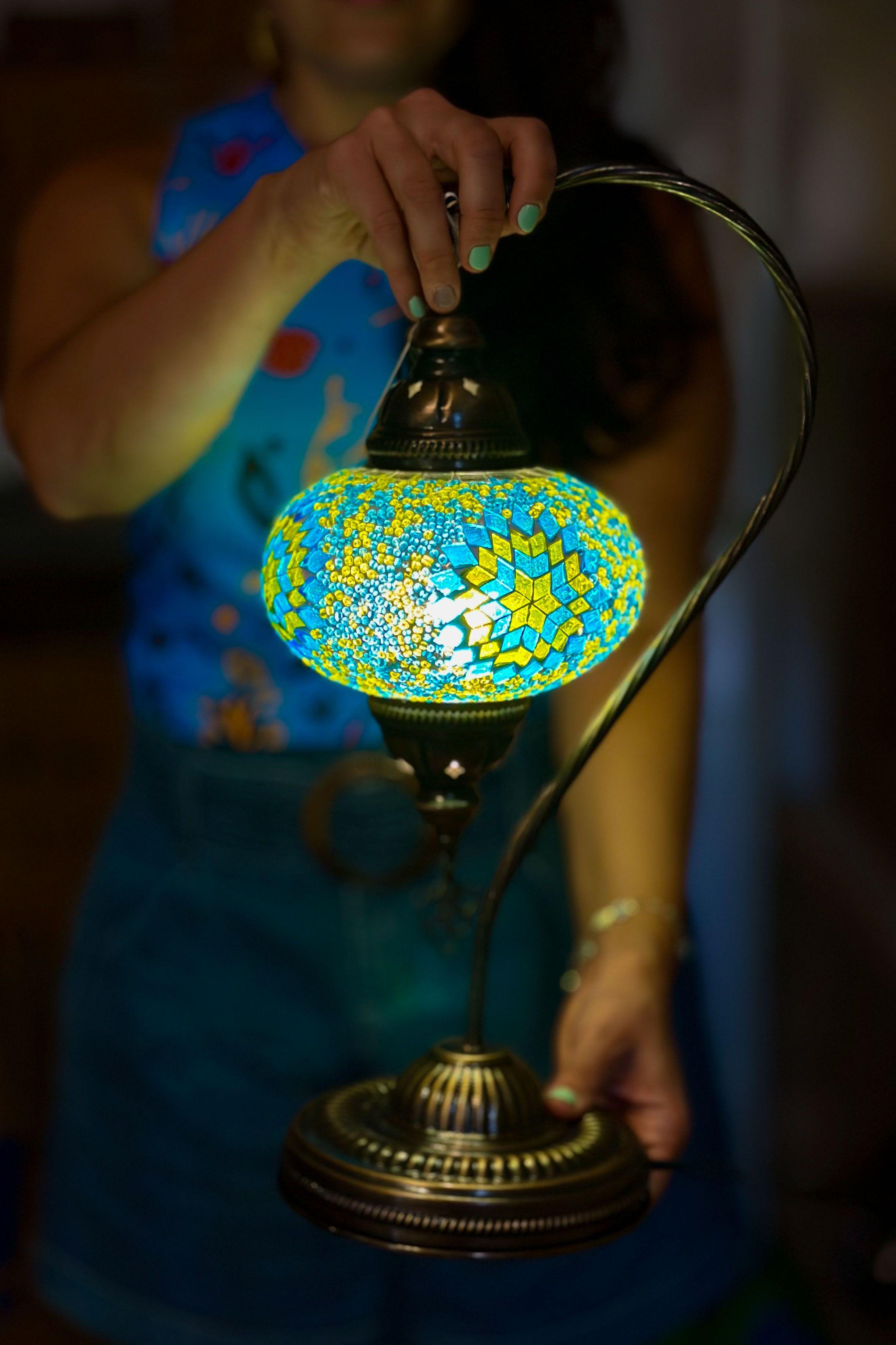 Lámpara turca cisne M turquesa y verde-2