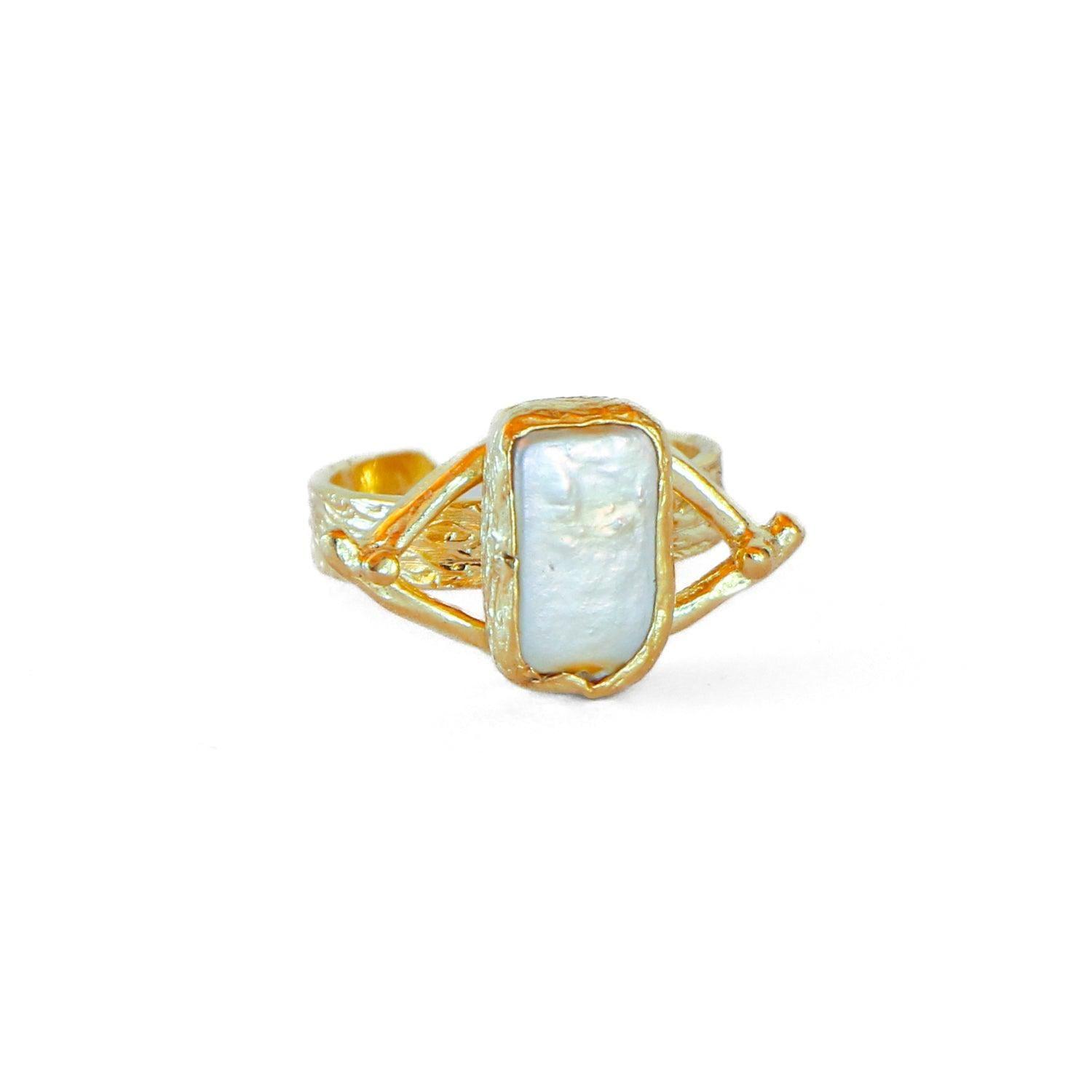 Anillo ajustable Troya Perla-0
