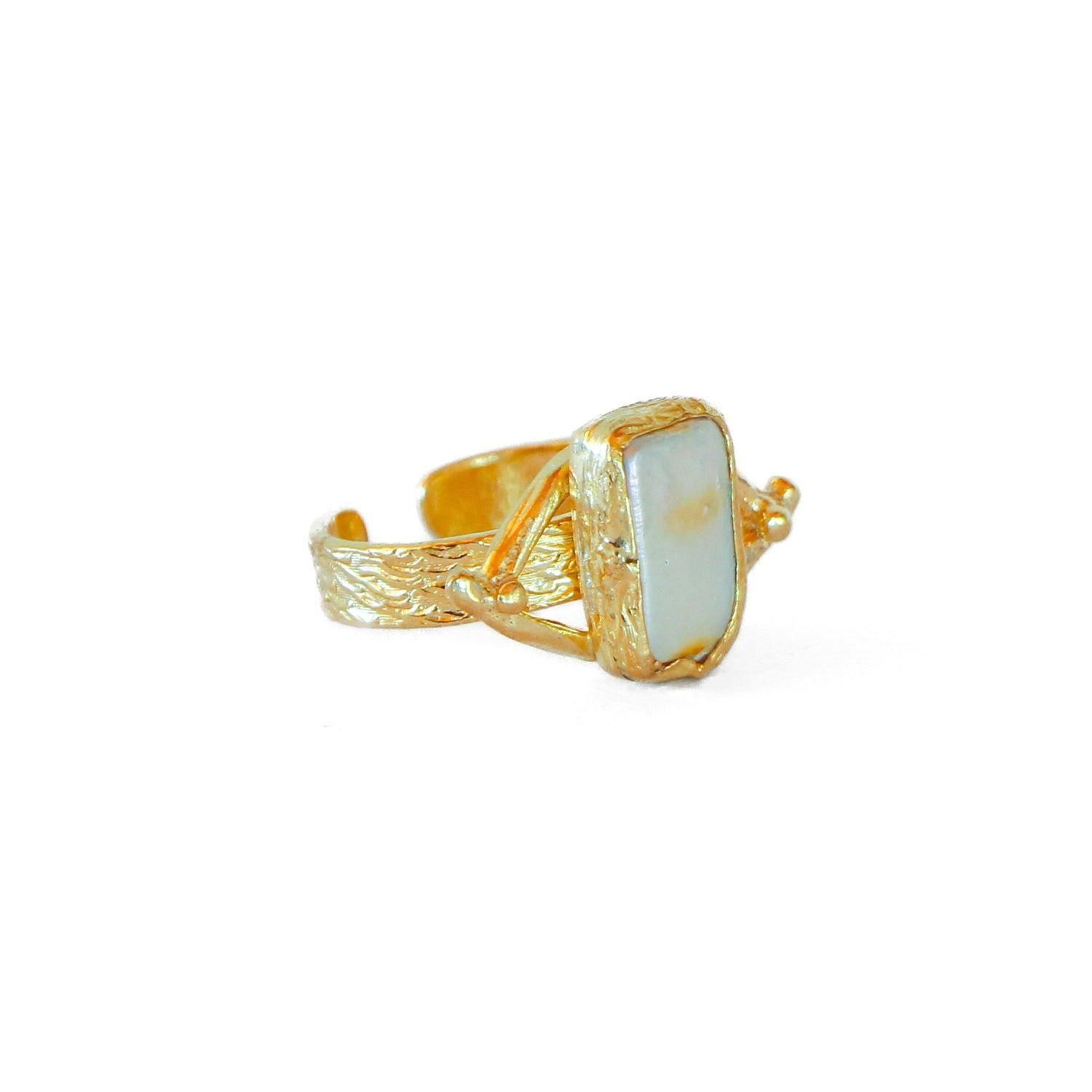Anillo ajustable Troya Perla-1