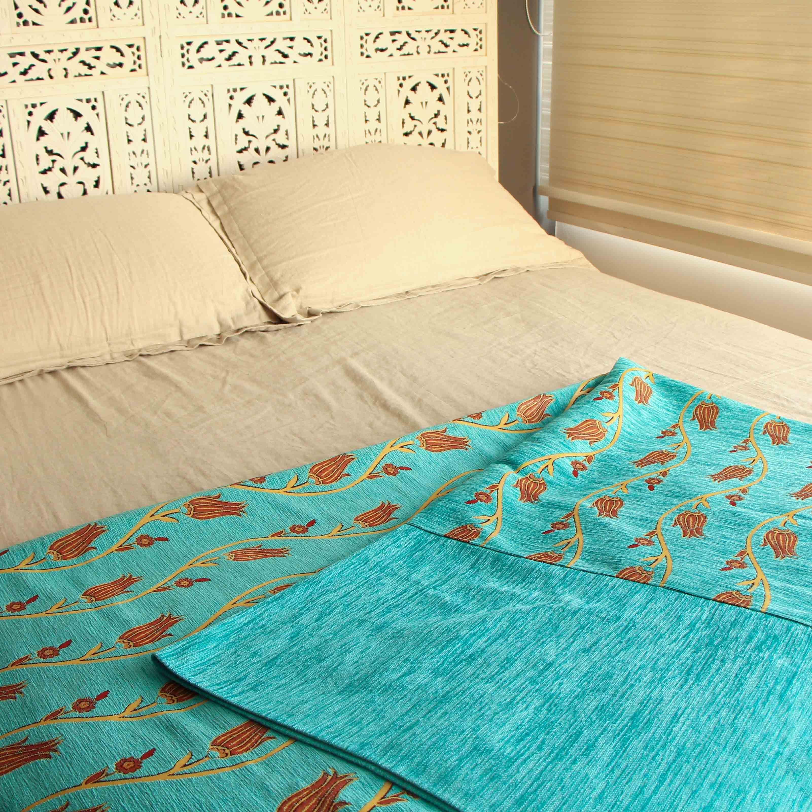 Cobertor flores turquesa 2,20 m x 2,80 m-1